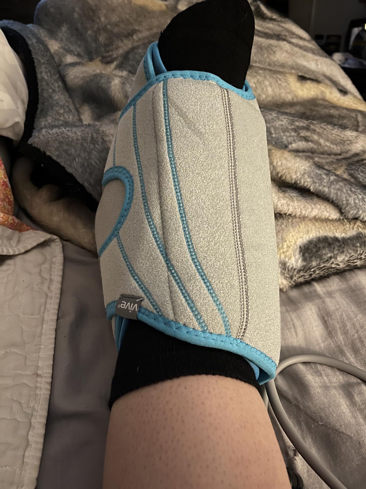 Vive Compression Ankle Ice Pack Wrap for Foot Pain Relief - Soft Cold Brace for Recovering Injuries - Support for Swelling, Sprains, & Fractures - Filled with Reusable Gel, Fits Small & Large Feet customer photo 2