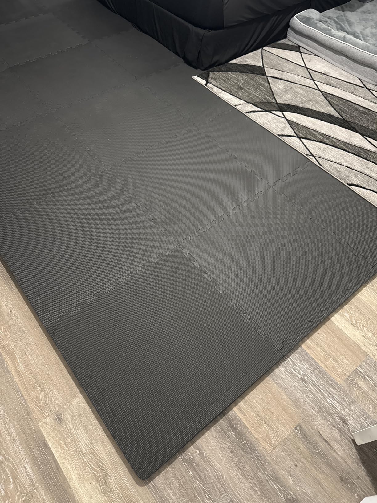 ProsourceFit Weaved Pattern Extra Thick Exercise Puzzle Mat 1-inch, EVA Foam Interlocking Tiles for Protective, Cushioned Flooring for Home and Gym Equipment; Black, 72 SQ FT, 18 Tiles customer photo 1