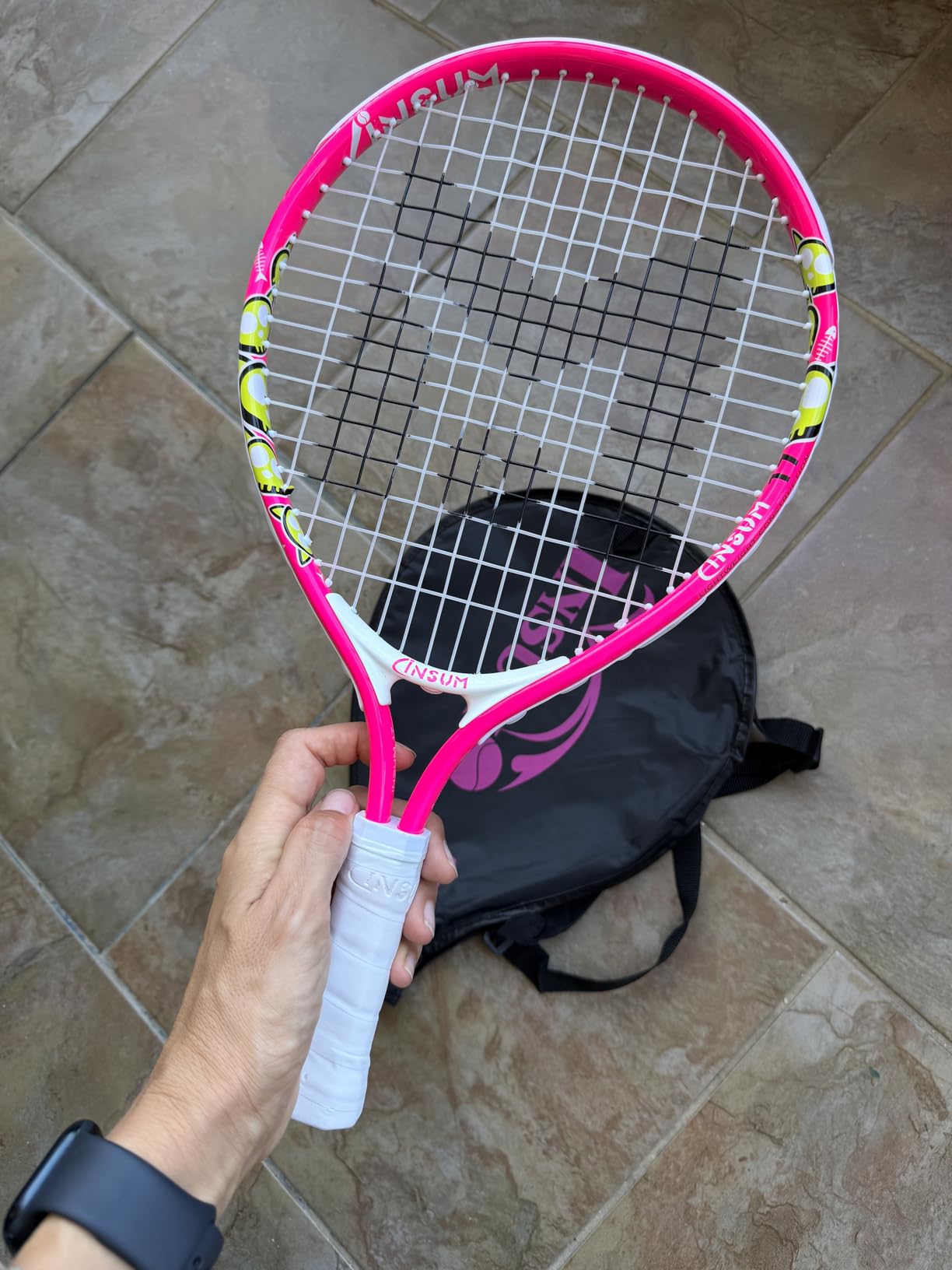 INSUM 17-25 inch Kids Tennis Racket for Aged 2~12 Starter, Multi-Color & Size Toddlers Tennis Racket for Boys & Girls Beginner, Come with Shoulder Cover Bag for Carry customer photo 1