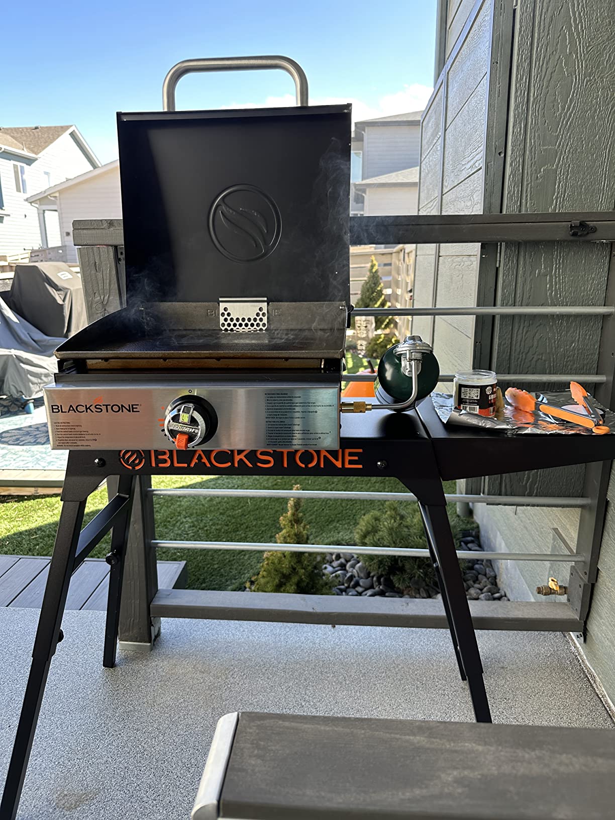 BLACKSTONE 1814 Stainless Steel Propane Gas Portable, Flat Top Griddle Grill Station for Kitchen, Camping, Outdoor, Tailgating, Tabletop, Countertop - Heavy Duty & 12,000 BTUs, 17 Inch, Black customer photo 1