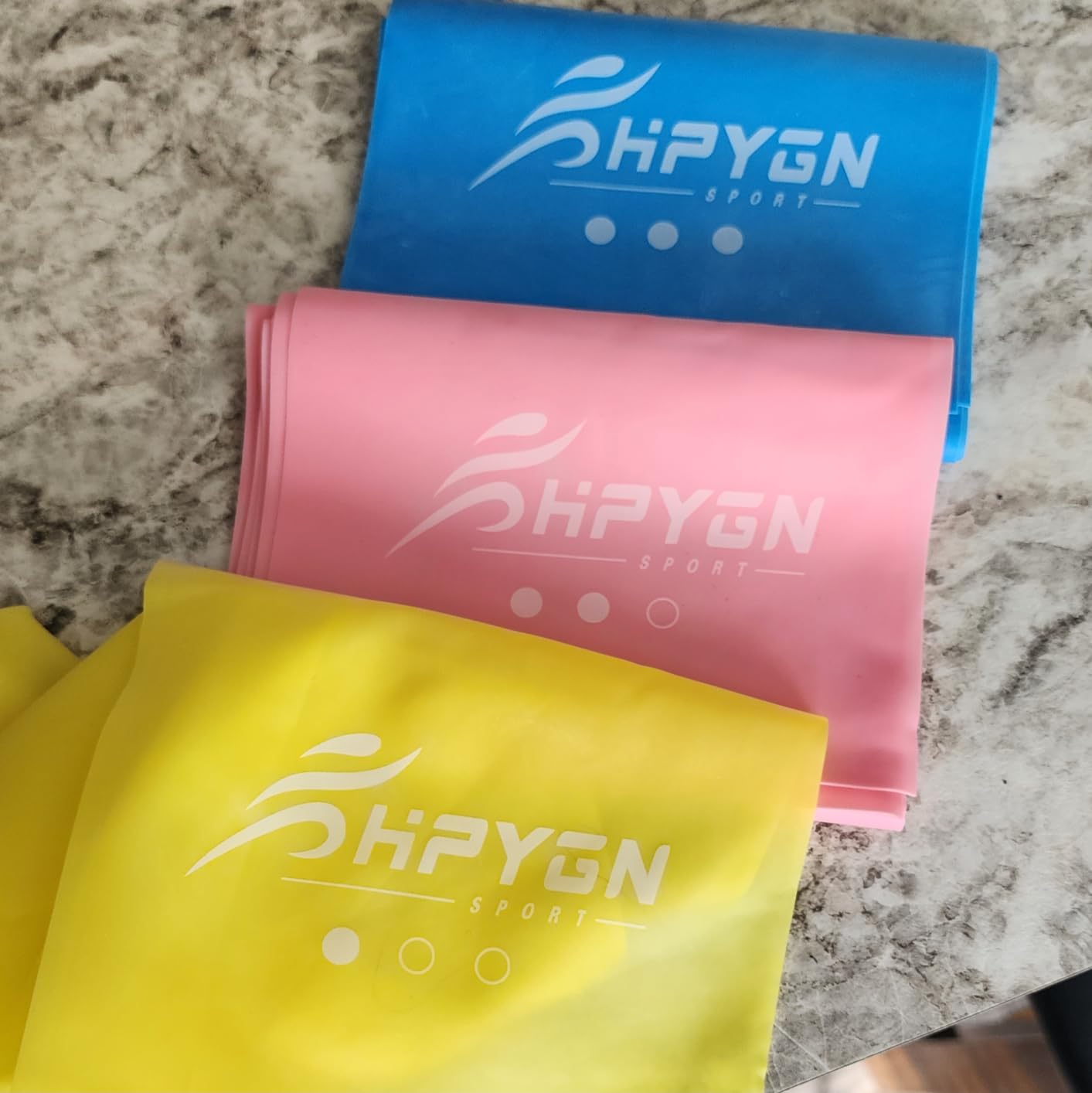 HPYGN 3 Levels Non-Latex Exercise Bands for Physical Therapy & Yoga, TPE Elastic Stretch Bands for Seniors, Women customer photo 1