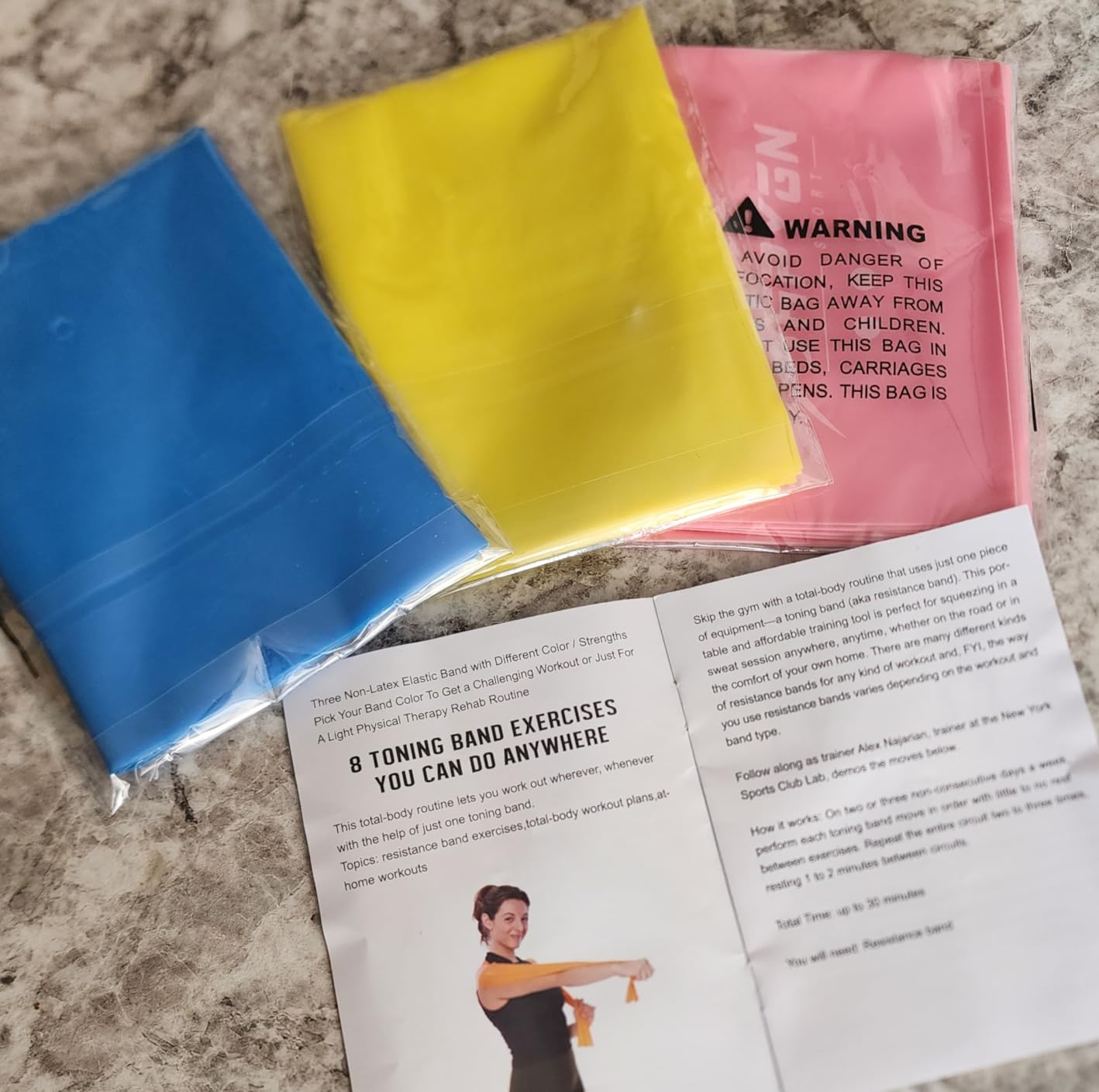 HPYGN 3 Levels Non-Latex Exercise Bands for Physical Therapy & Yoga, TPE Elastic Stretch Bands for Seniors, Women customer photo 2