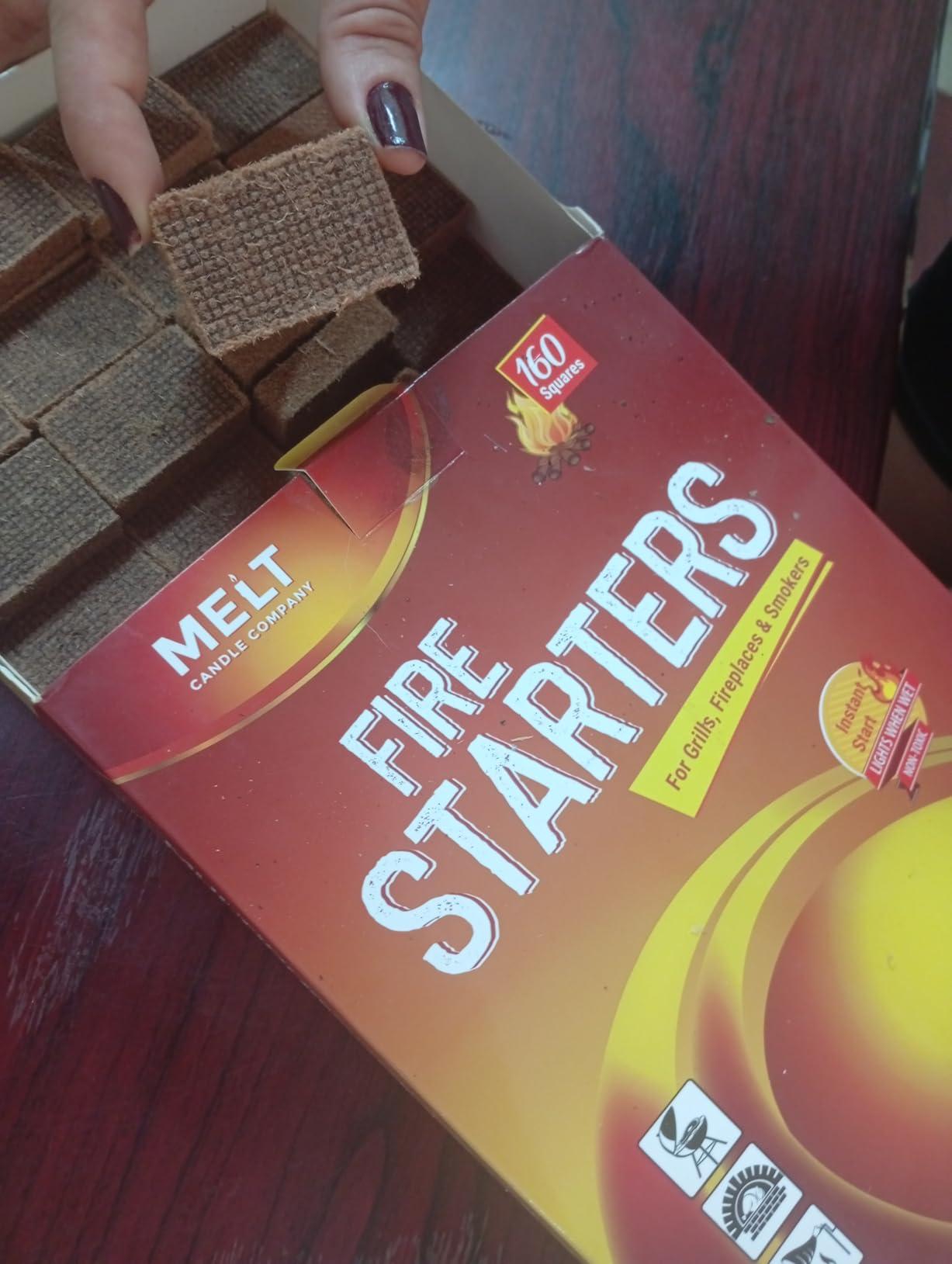 Fire Starter Squares, 160 pcs - Charcoal Fire Starters for Campfires, Grill, Outdoor Pit, Fireplace, Wood Stove, BBQ - Firestarter Sticks, Water Resistant & Odorless - Camping Accessories Essentials customer photo 1