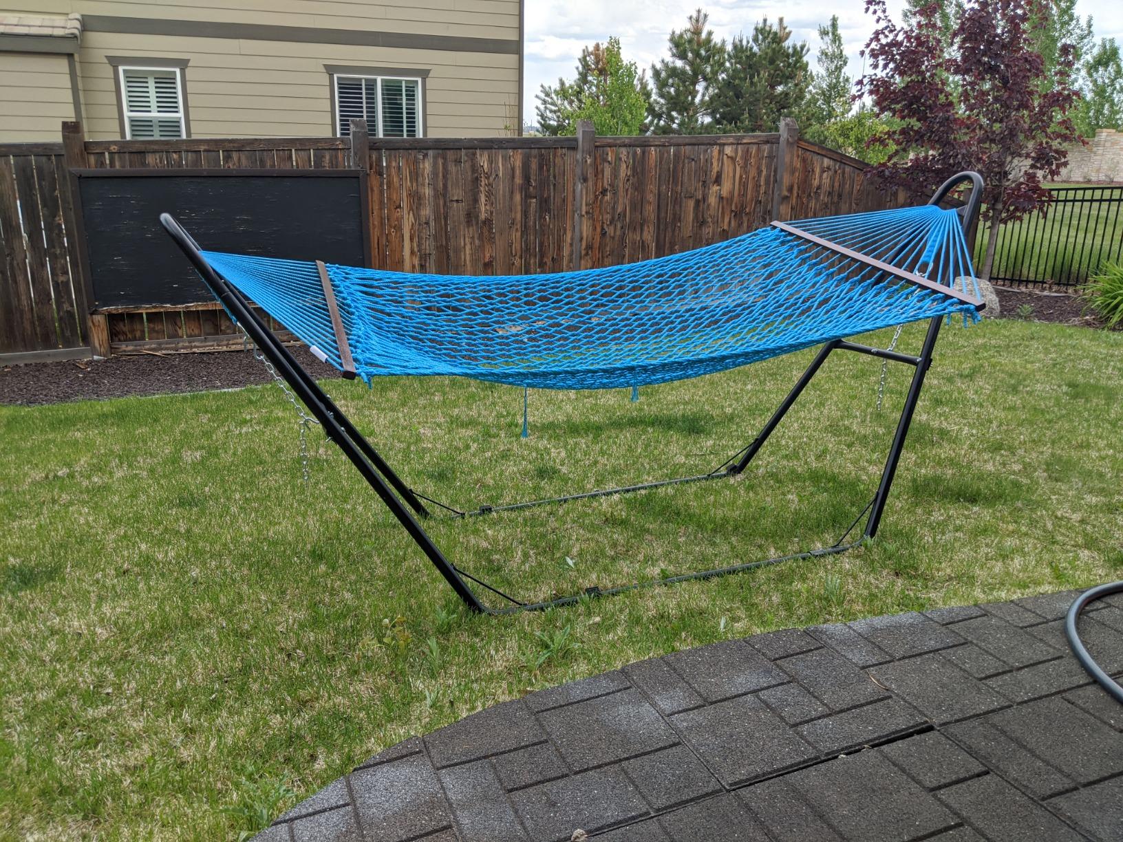 Zupapa 2 Person Steel Hammock Stand 550 lb Capacity, Portable Hammock Frame Stand Heavy Duty for 9 to 14 Feet Hammocks, Carry Bag Included, Black customer photo 2