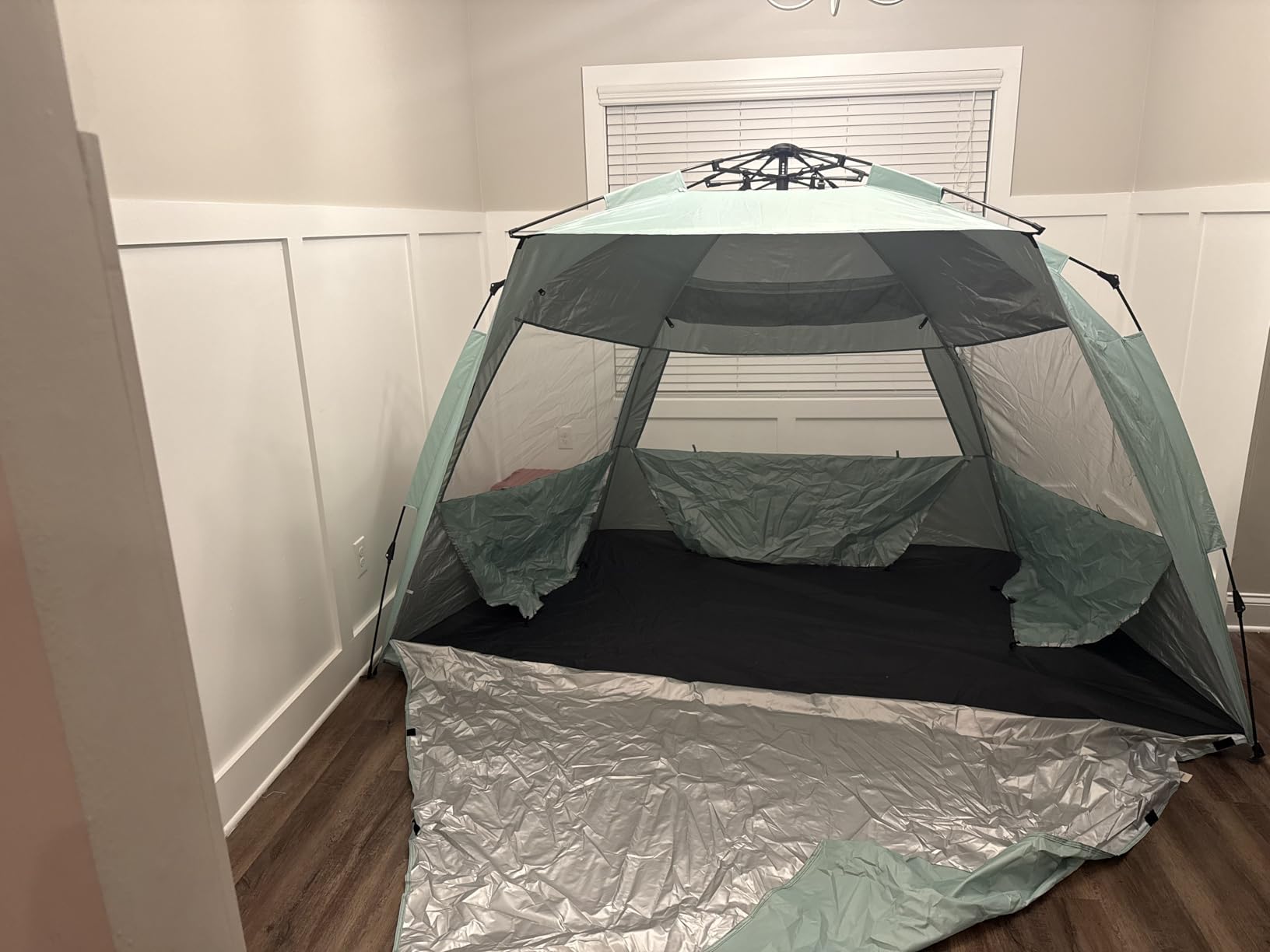 WhiteFang Deluxe Pop Up Beach Tent Sun Shade Shelter for 3-4/5-6 Person, UV Protection, Extendable Floor with 3 Ventilating Windows Plus Carrying Bag, Stakes, and Guy Lines customer photo 1