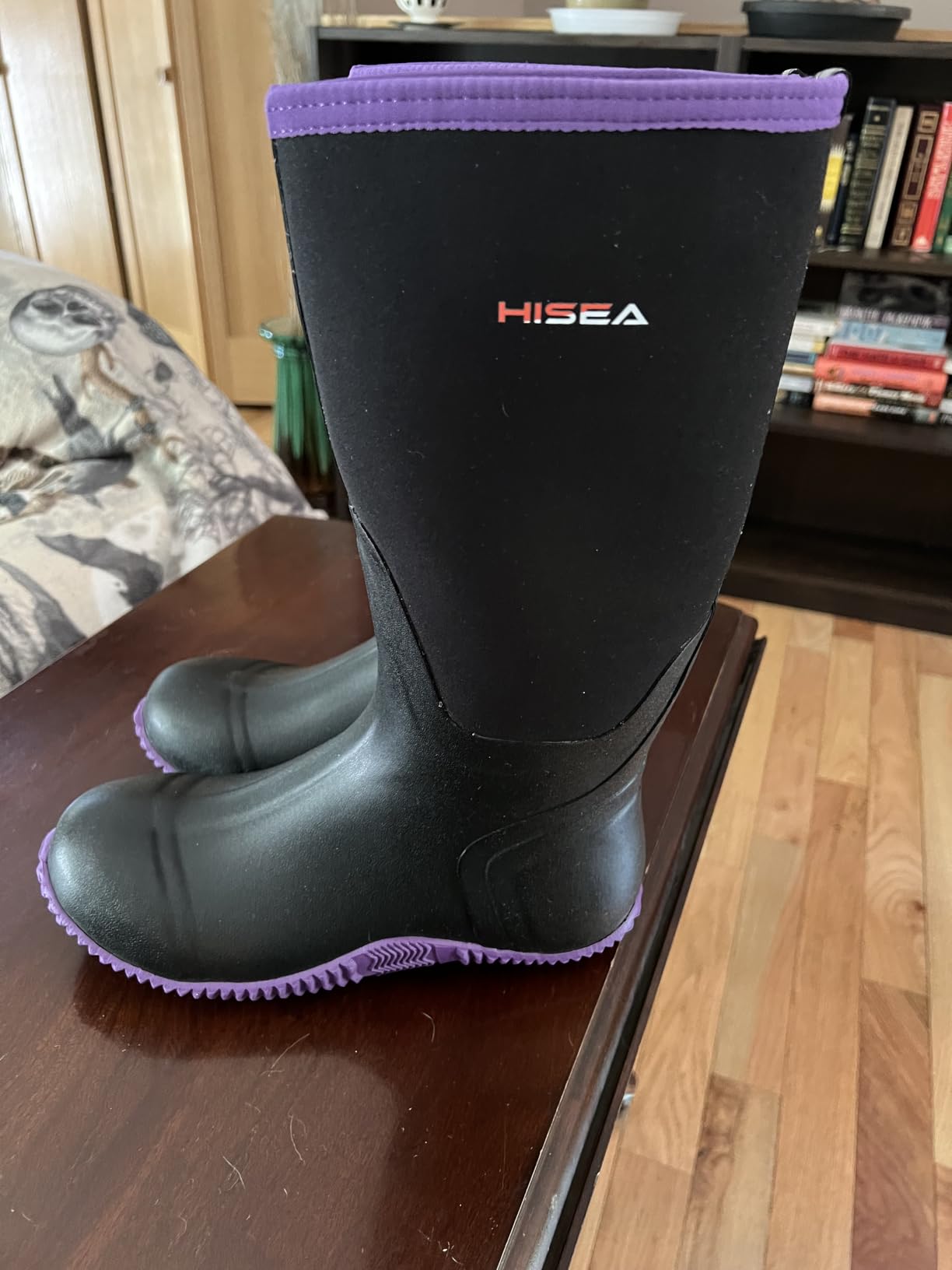 Women's Rain Boots, Knee High Rubber Boots Waterproof Insulated Neoprene Mud Boots, Anti-Slip Outdoor Work Boots for Hunting Gardening Farming Yard Working customer photo 1