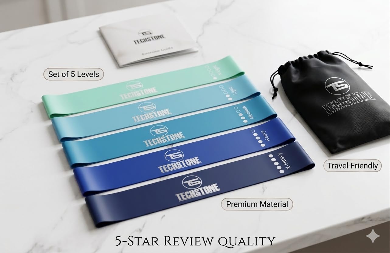 TechStone Resistance Bands Set - 5 Levels Loop Exercise Bands for Men & Women, Elastic Workout Bands customer photo 1