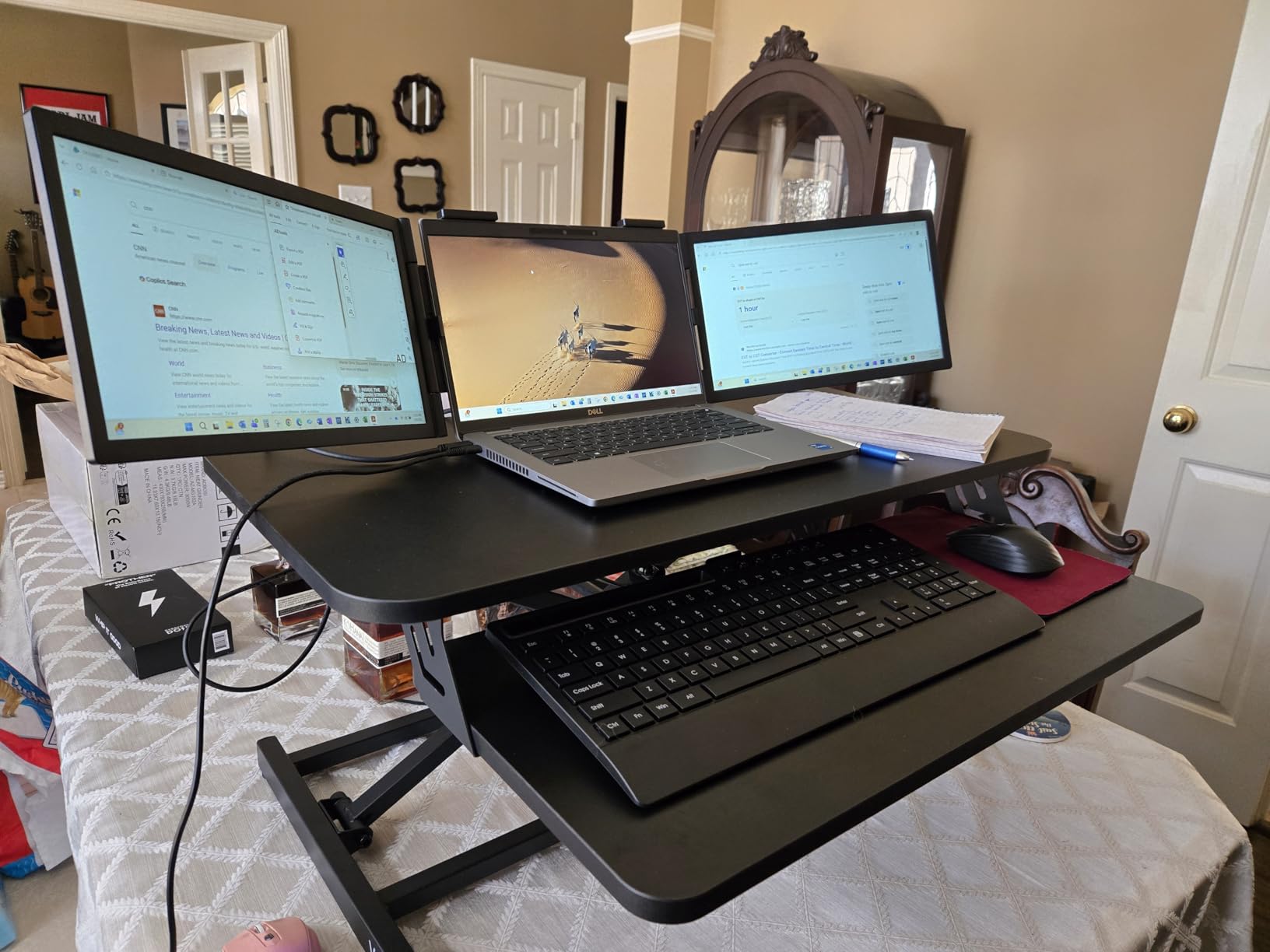 VIVO Black 32 inch Stand Up Desk Riser, DESK-V000S | Height Adjustable, Standing Desk Converter, Quick Sit to Stand, Tabletop Dual Monitor Riser Workstation, Minimal Assembly customer photo 2