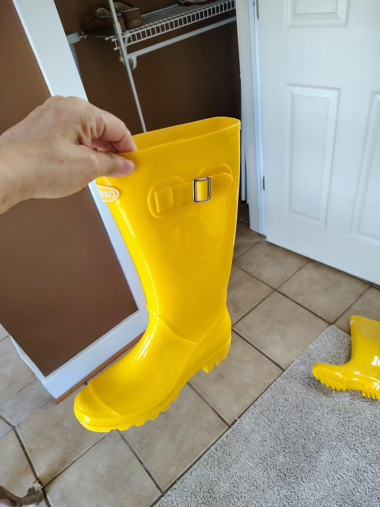 DKSUKO Women's Tall Waterproof Rubber Garden Rain Boots with Buckle customer photo 1