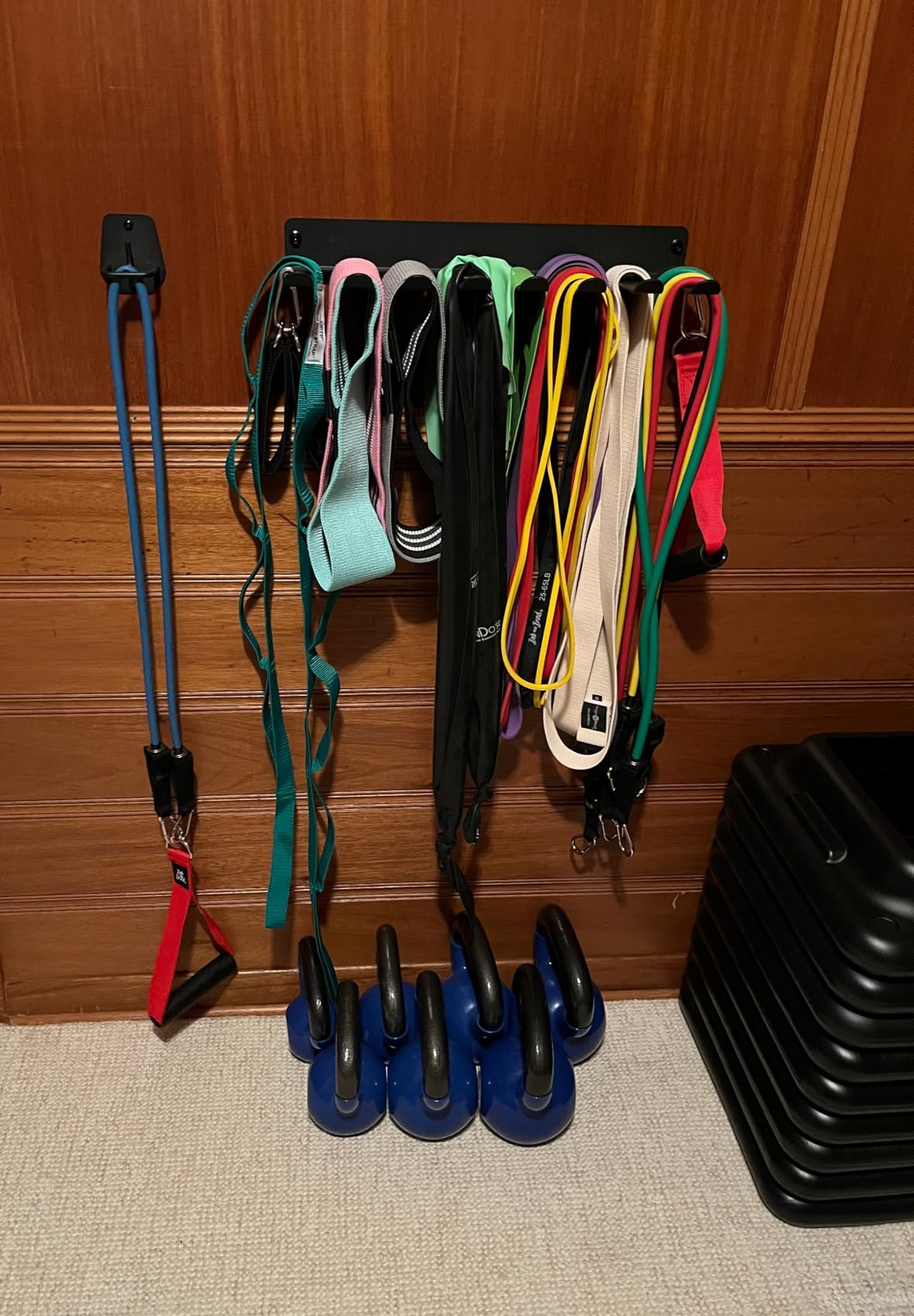 Multi-Purpose Gym Equipment Storage Rack Resistance Bands Storage Hanger Barbell Rack Heavy Duty Gym Rack for Exercise Bands, Lifting Belts and Jump Ropes customer photo 1