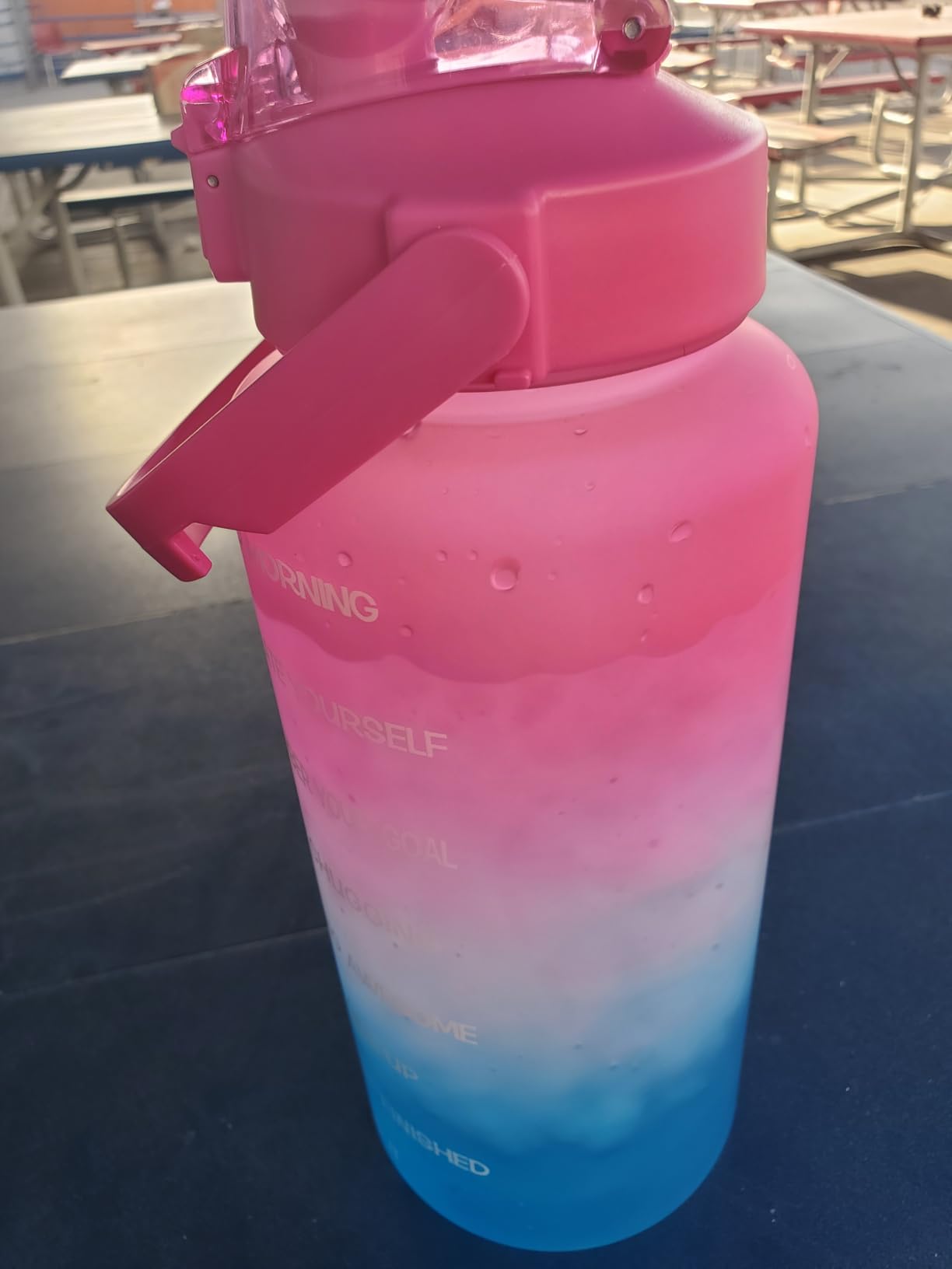 EYQ 64oz/128oz Leakproof Free Drinking Water Bottle with Motivational Time Marker BPA Free for Fitness, Gym and Outdoor Sports customer photo 1
