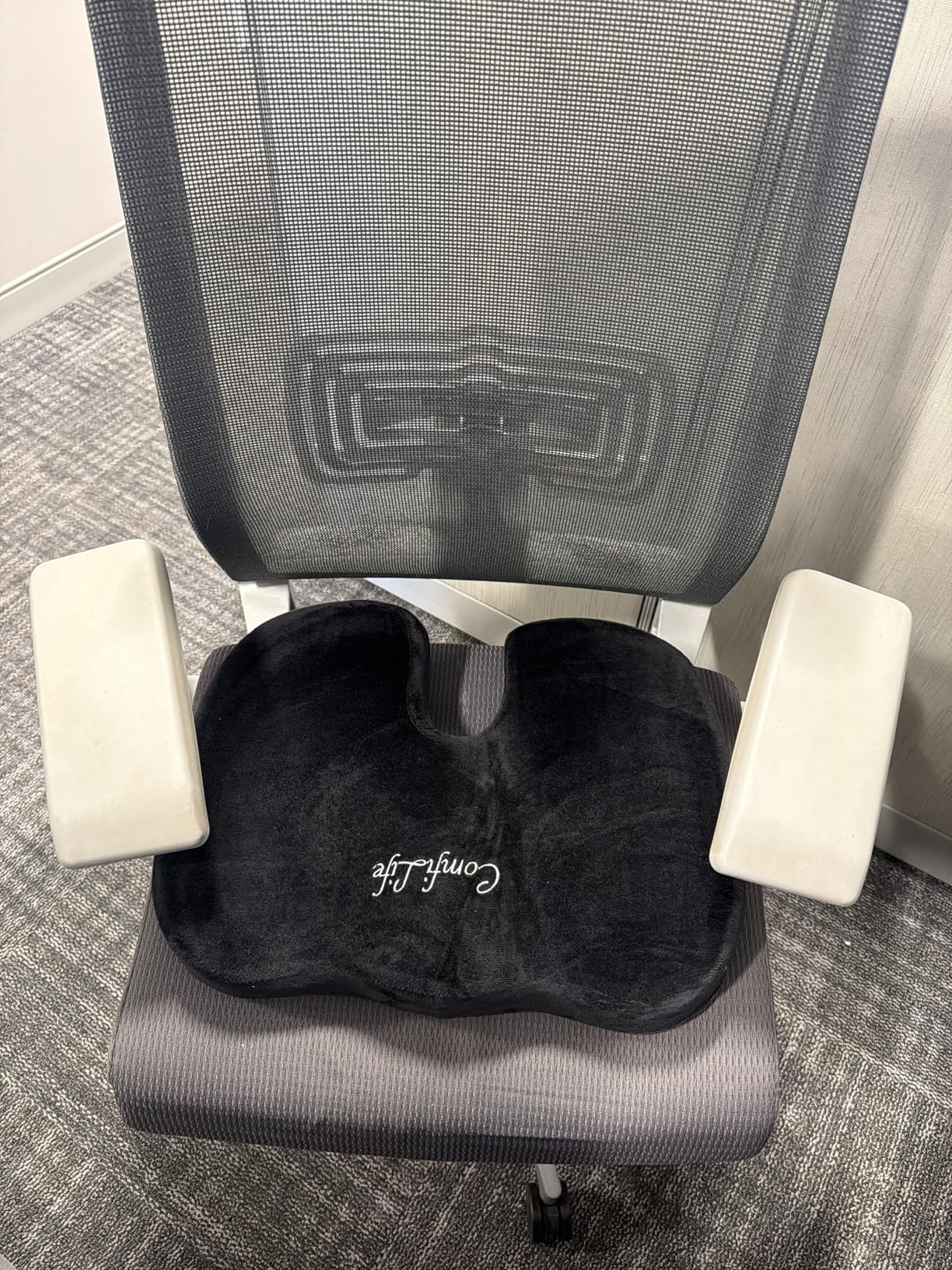 ComfiLife Premium Gel & Memory Foam Seat Cushion - Doctor Recommended Office Chair Cushion, Car Seat Cushion - Chair Cushions for Back & Sciatica Pain Relief - Seat Cushions for Office & Desk (Black) customer photo 2
