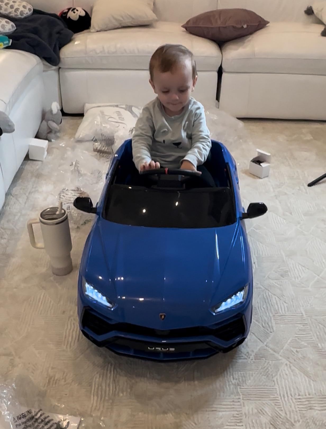 Kidzone Ride On Car 12V Lamborghini Urus Kids Electric Vehicle Toy w/Parent Remote Control, Horn, Radio, Port, AUX, Spring Suspension, Opening Door, LED Light - Pink customer photo 2
