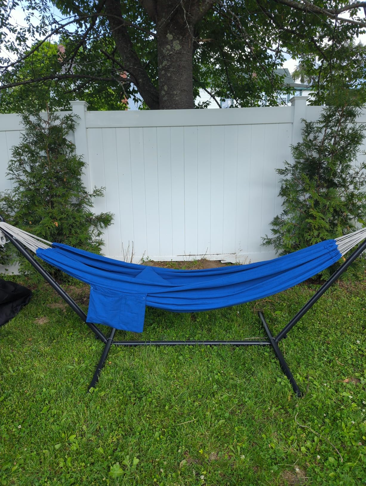 PNAEUT Double Hammocks with Stand for Outside, Portable Space Saving Heavy-Duty Steel Frame for Indoor Outdoor Patio Yard, Easy Assembly, 2 Person 450 lbs Capacity (Coffee) customer photo 1