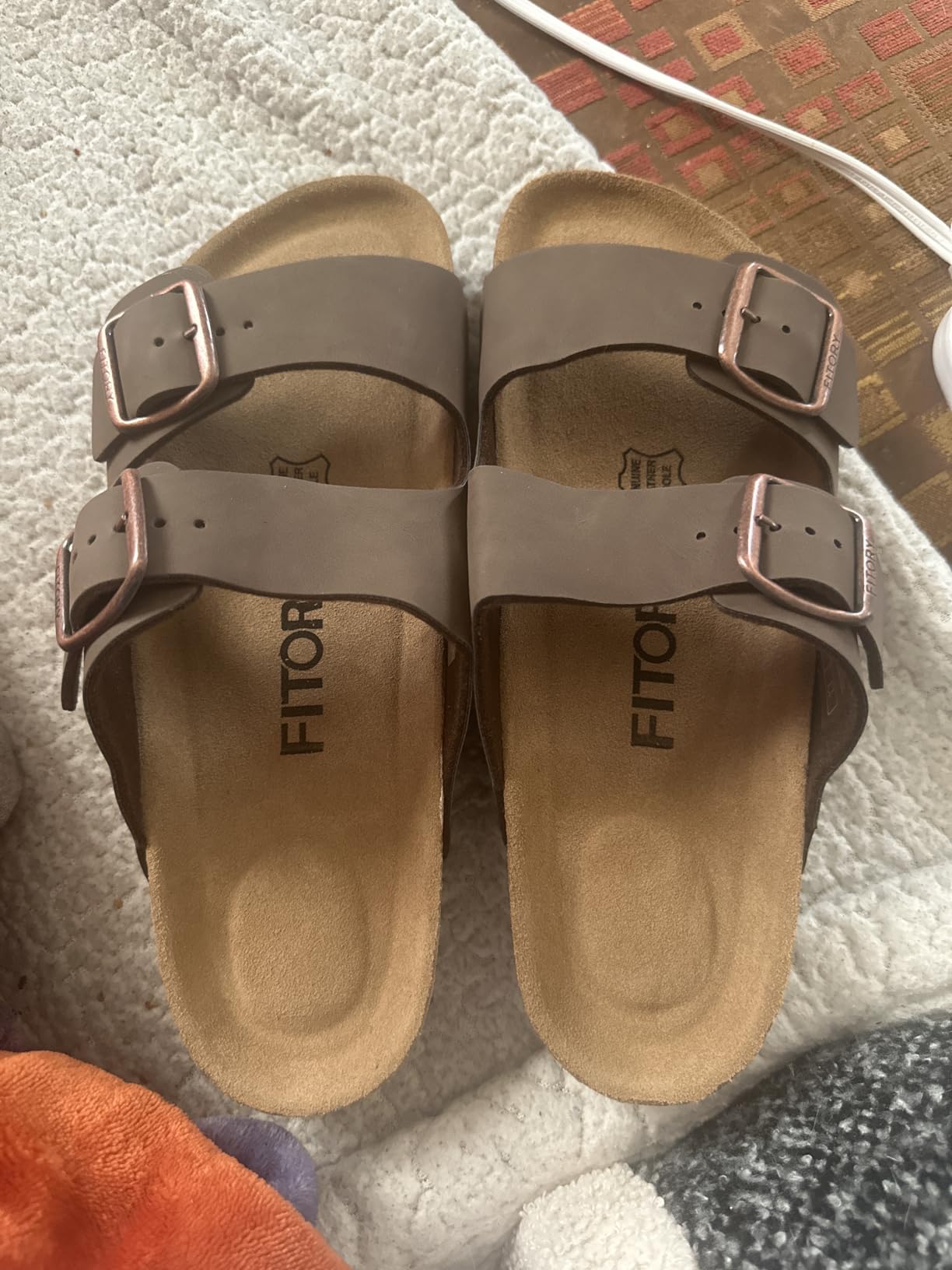 Mens Sandals, Arch Support Slides with Adjustable Buckle Straps and Cork Footbed Size 7-14.5 customer photo 1