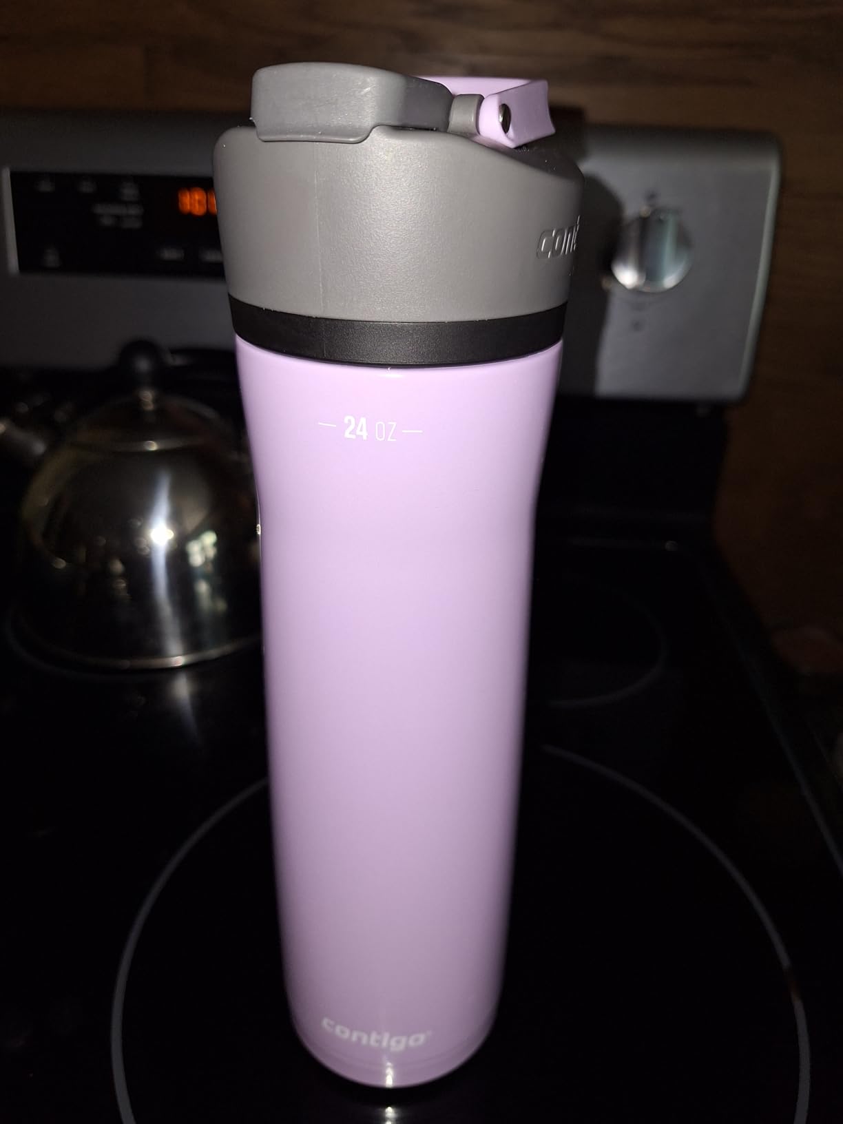 Contigo Cortland Chill 2.0 Vacuum-Insulated Stainless Steel Water Bottle, Spill-Proof Sip Technology, Interchangeable Lid, 24oz, Steel/Licorice, Perfect for Fitness Travel Everyday Use customer photo 1