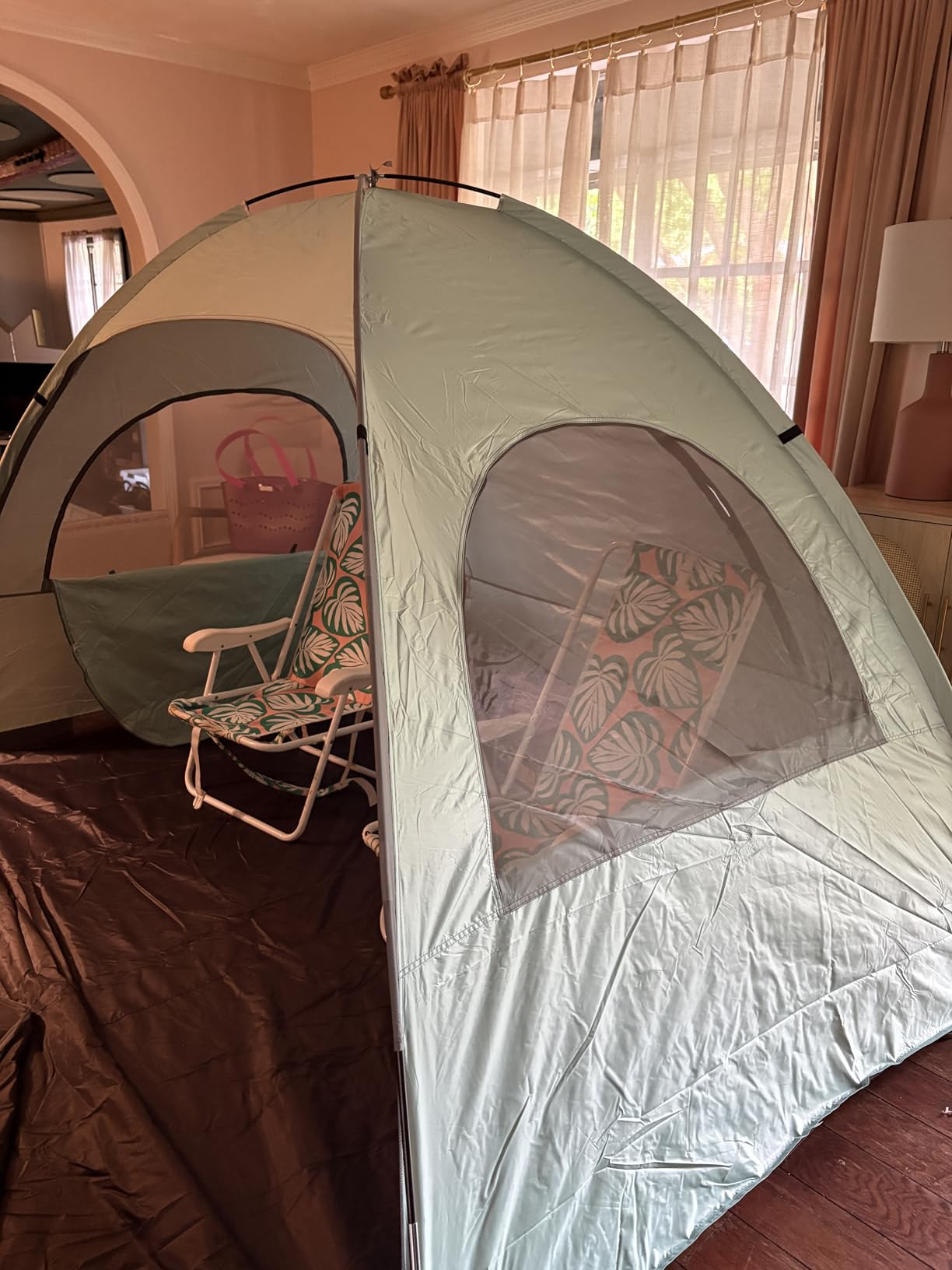WhiteFang Beach Tent Anti-UV Portable Sun Shade Shelter for 3/4/6/8 Person, Extendable Floor with 3 Ventilating Mesh Windows Plus Carrying Bag, Stakes and Guy Lines customer photo 1