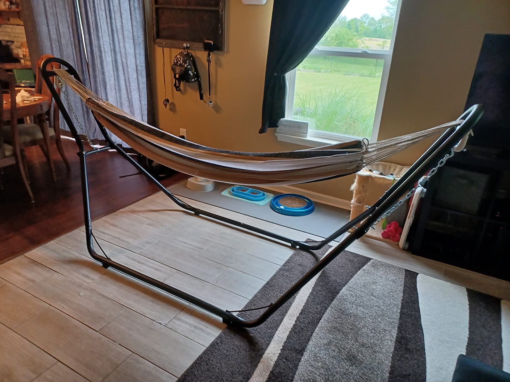 Zupapa Hammock Stand Fit for 9-14 Feet Hammock, 2 Person Heavy Duty 550 LBS Capacity with 2 Steel Chains 1 Carry Bag, Outdoor Indoor Use Steel Hammock Frame Black customer photo 1