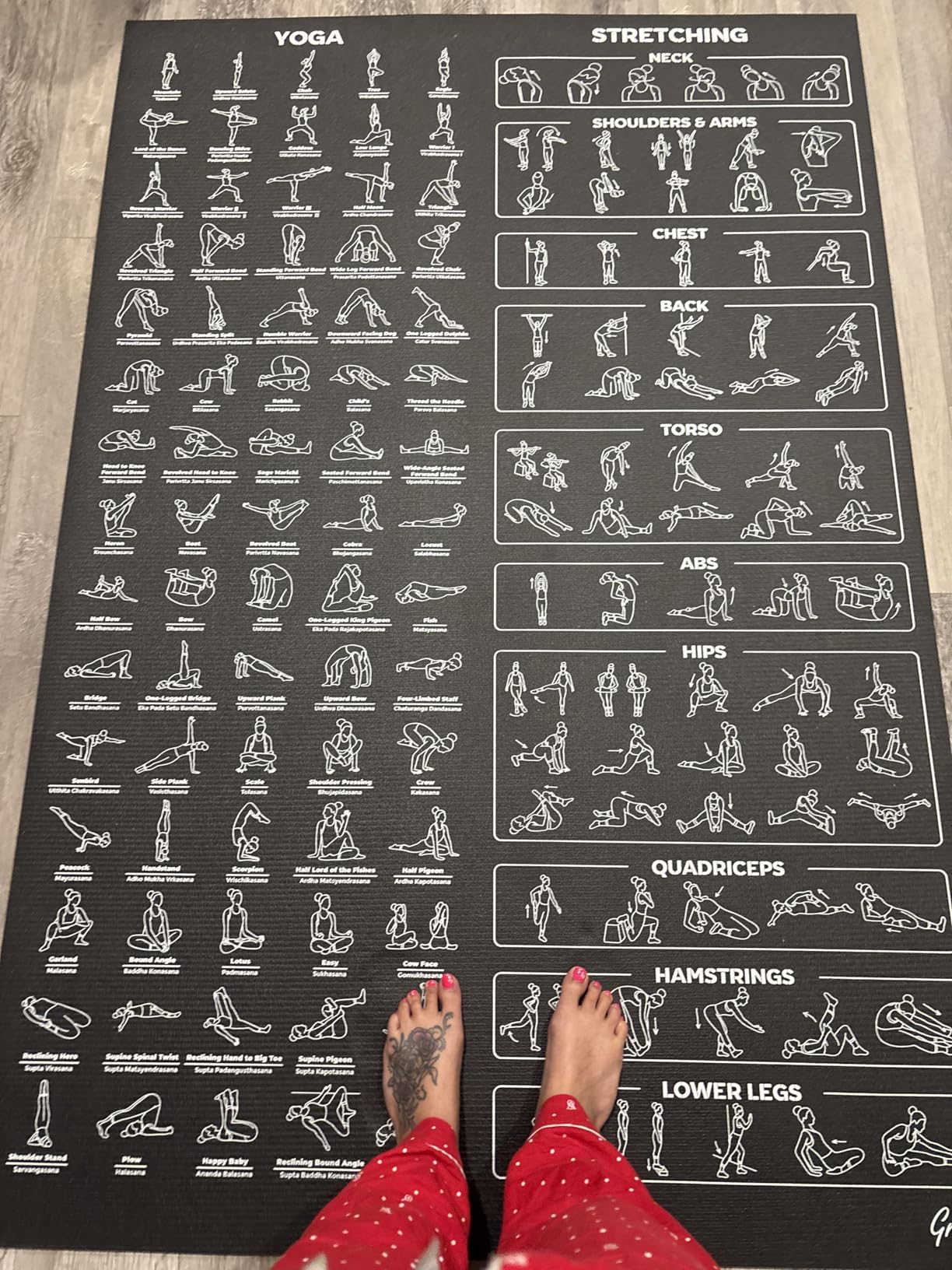 Extra-Large Instructional Yoga Mat with Poses Printed On It - 3X Bigger & 2X Wider than Regular Workout Mats - 150 Illustrated Yoga Poses and Stretches - Wide, Non-Slip, Barefoot Exercise Mat customer photo 2