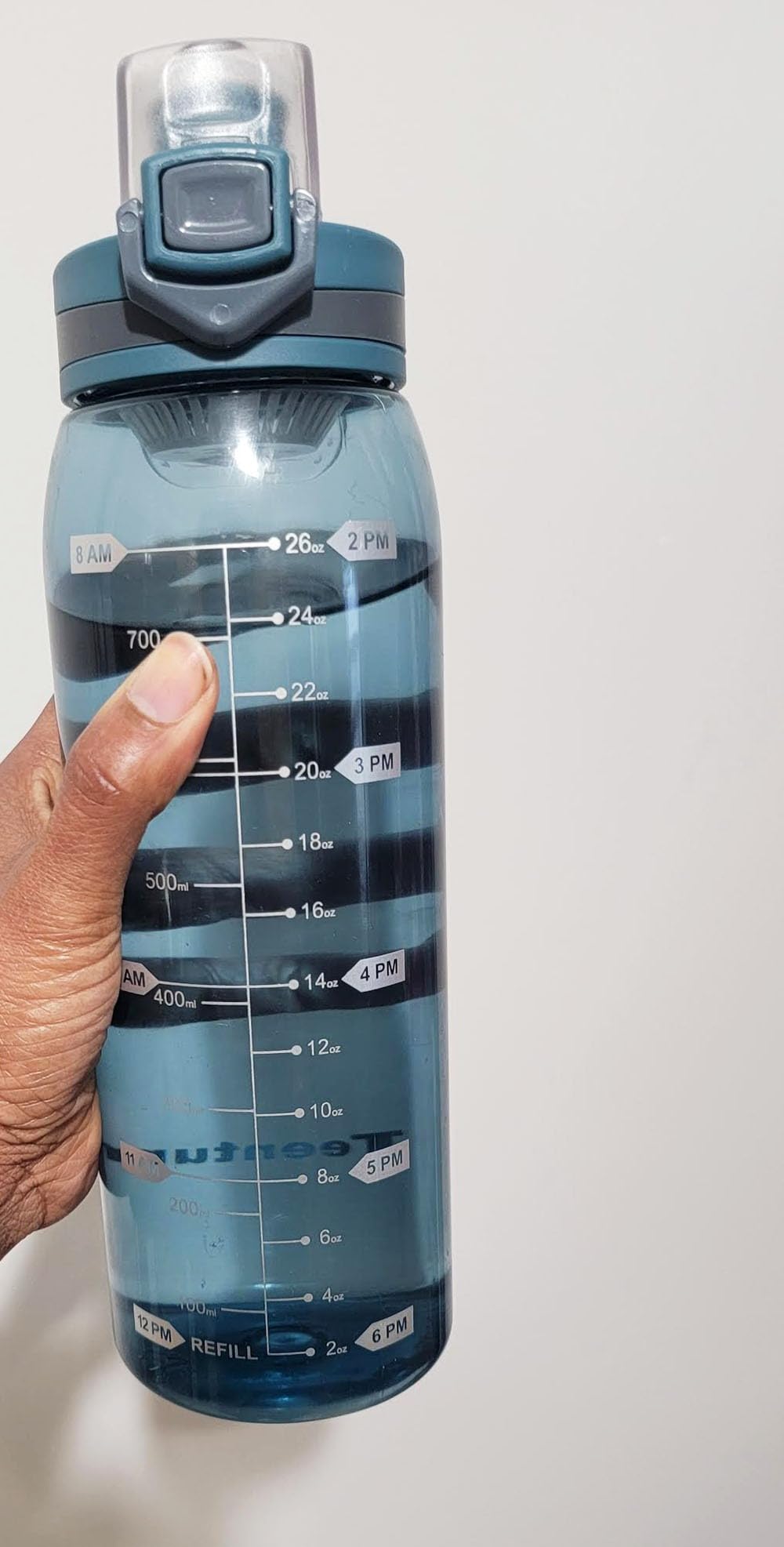 Time Marker Water Bottle 30 oz with Push Button Motivational Measurement Marker, Reusable Tritan Plastic Water Jug for Workout Sport Travel Water Tracker (Pack of 1) customer photo 1