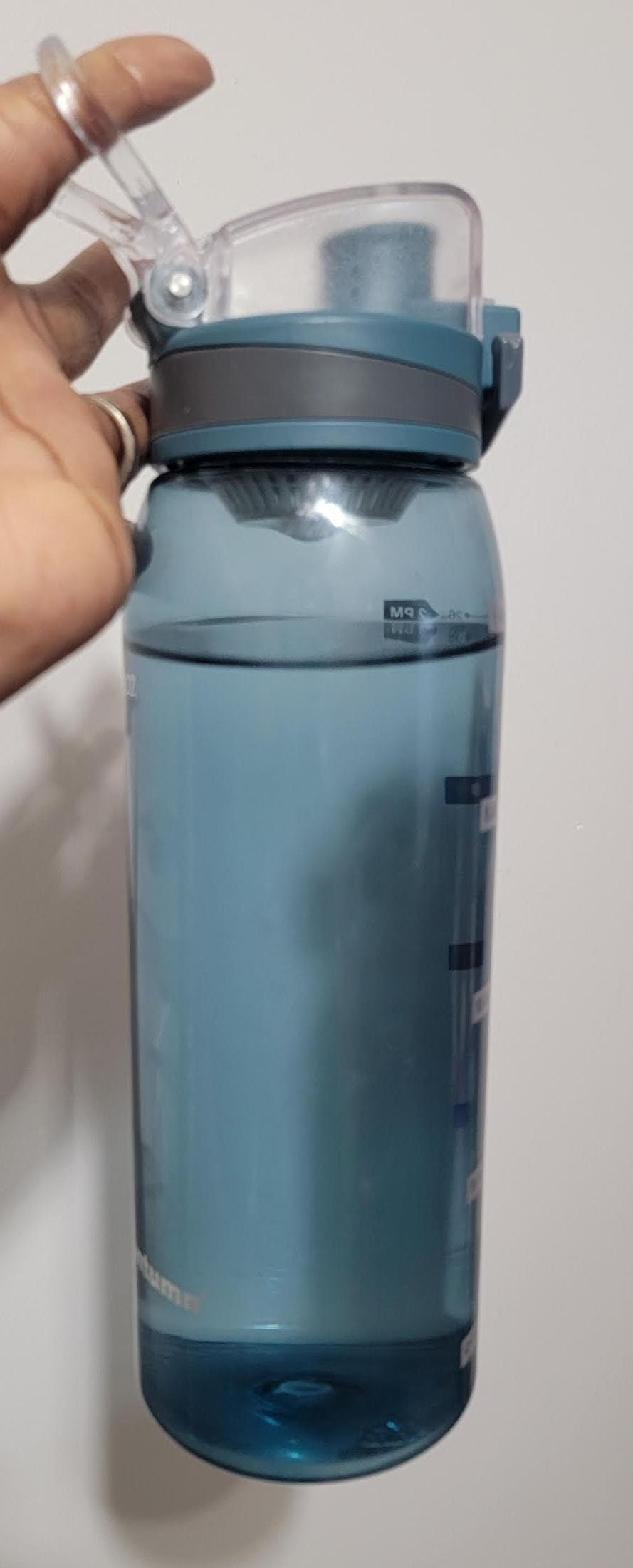 Time Marker Water Bottle 30 oz with Push Button Motivational Measurement Marker, Reusable Tritan Plastic Water Jug for Workout Sport Travel Water Tracker (Pack of 1) customer photo 2