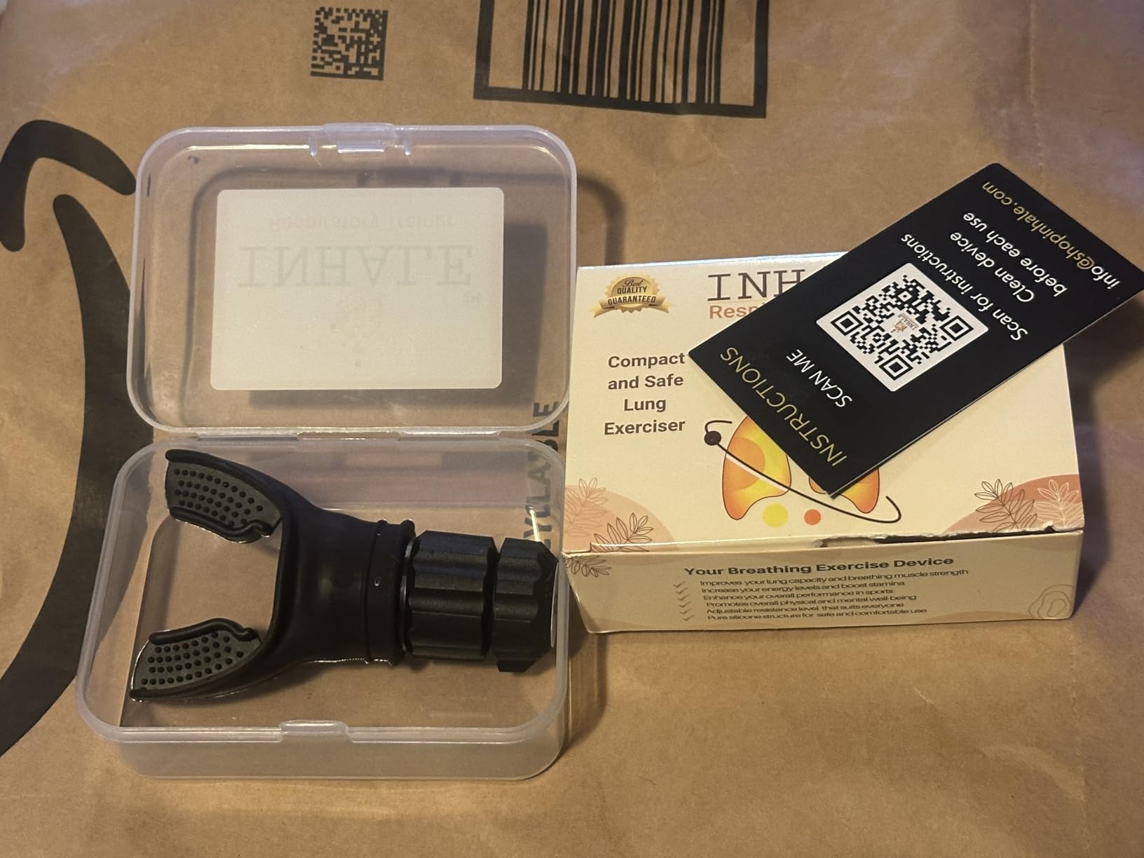 Inhale Lung Trainer | Breathing Exercise Device for Lungs | Made in USA | Lung Exerciser Device | Breathing Trainer | Adjustable Resistance | Medical Grade Silicone Mouthpiece | Carrying Case included customer photo 1