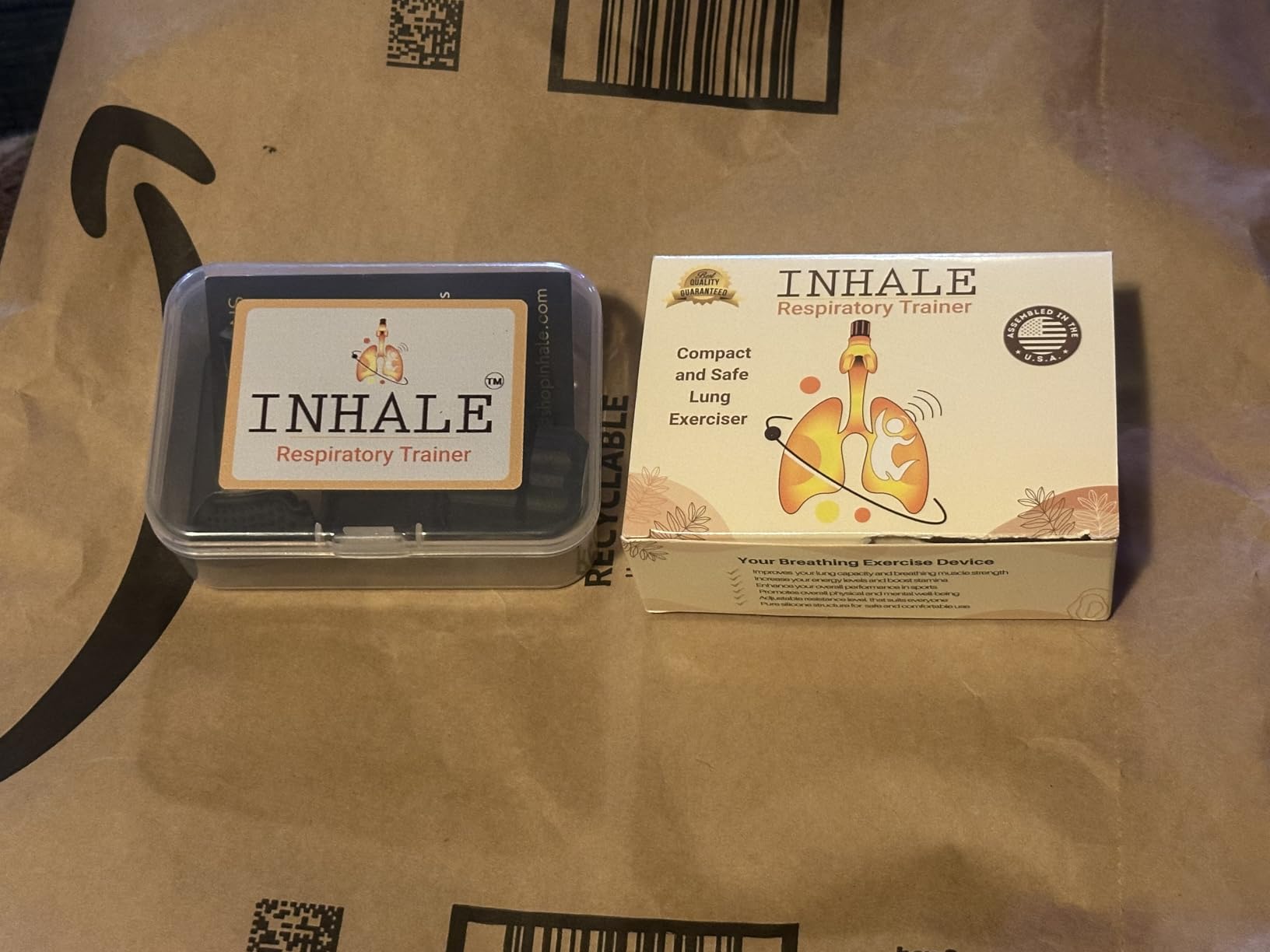 Inhale Lung Trainer | Breathing Exercise Device for Lungs | Made in USA | Lung Exerciser Device | Breathing Trainer | Adjustable Resistance | Medical Grade Silicone Mouthpiece | Carrying Case included customer photo 2