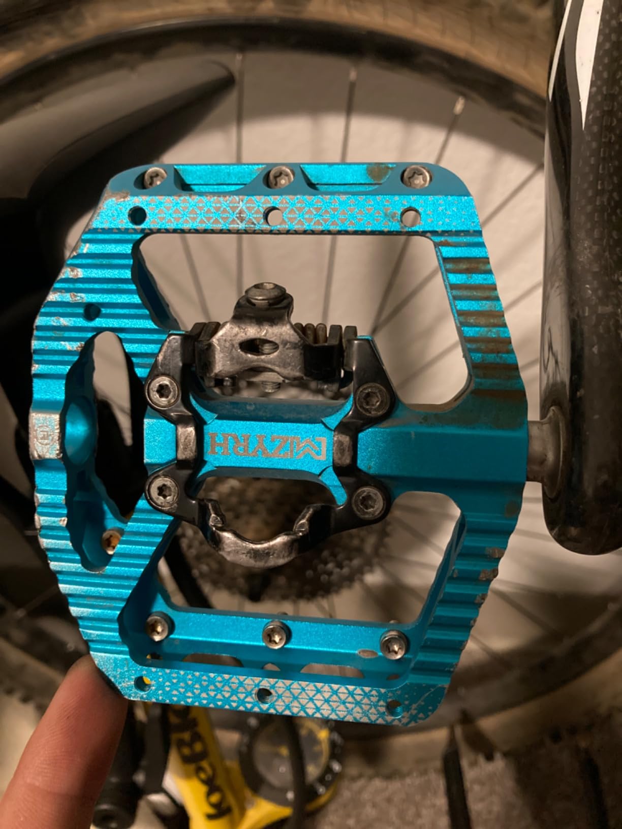 MZYRH MTB Mountain Bike Pedals 3 Bearing Flat Platform Compatible with SPD, Dual Function Sealed Clipless Aluminum 9/16