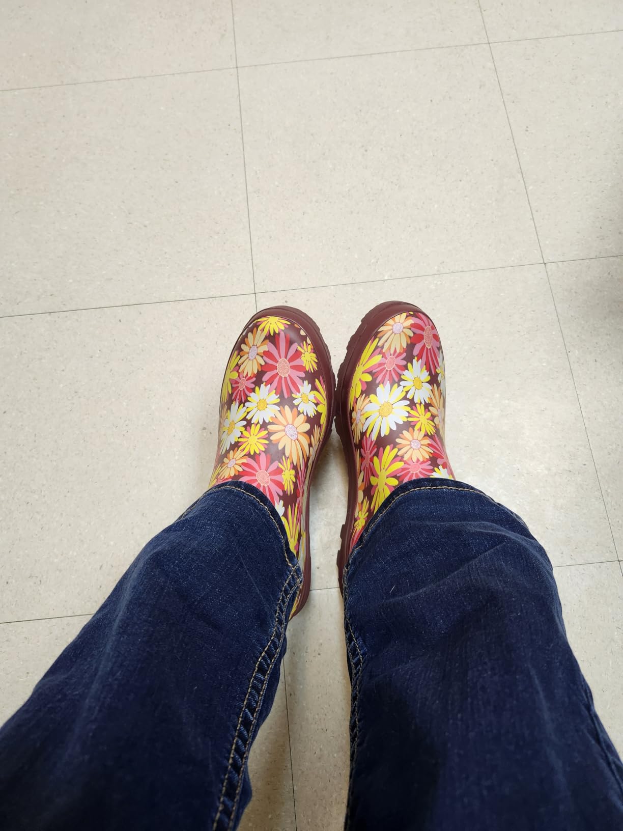 SWIFTFROG Rain Boots for Women - Waterproof Ankle Garden Shoes Anti-Slipping Floral Printed Rainboots for Ladies Stylish Light Ankle Rain Shoes customer photo 2