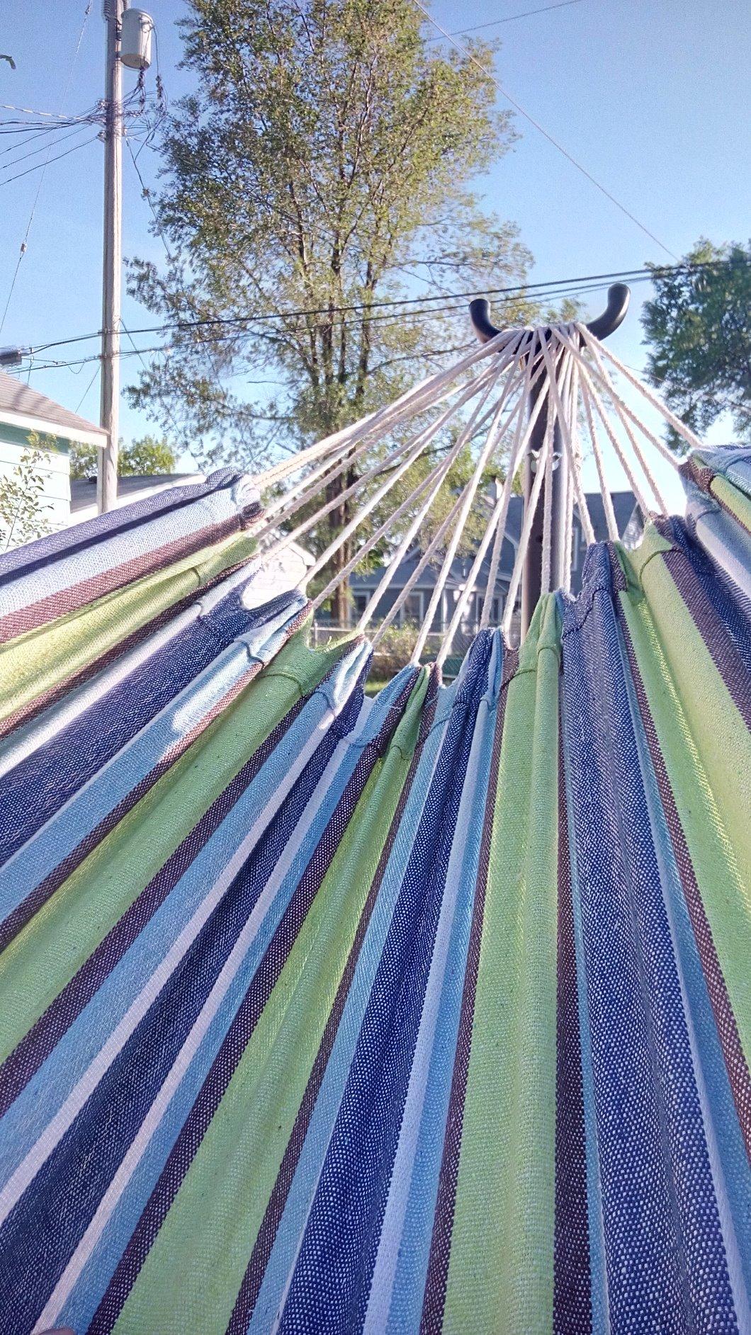 Best Choice Products Double Hammock with Steel Stand, Indoor Outdoor Brazilian-Style Cotton Bed w/Carrying Bag, 2-Person Capacity - Onyx customer photo 2