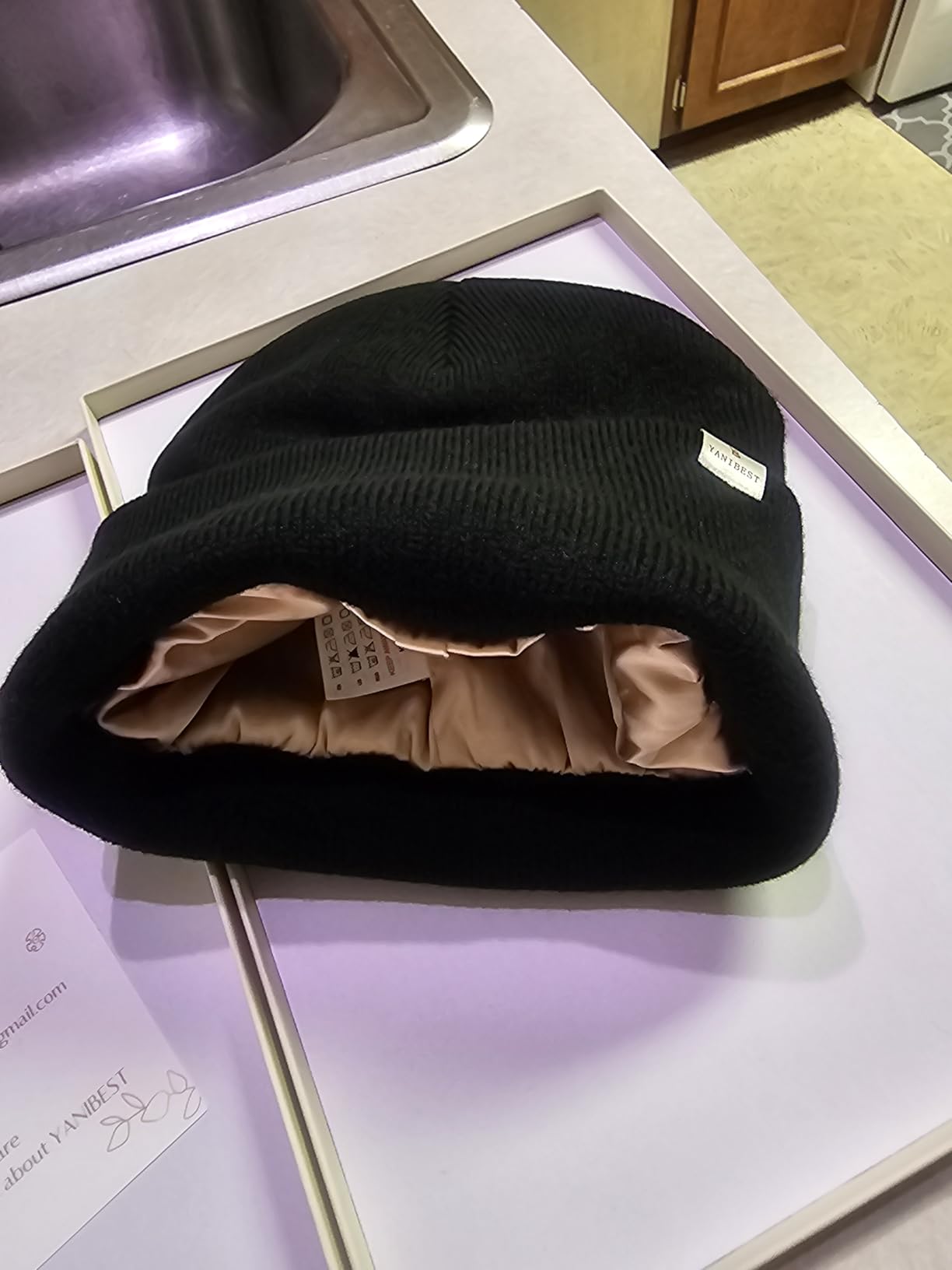 YANIBEST Satin Lined Beanie for Women Reduce Frizz Winter Hats for Women Men Silk Lining Soft Slouchy Warm Cuffed Less Static customer photo 2