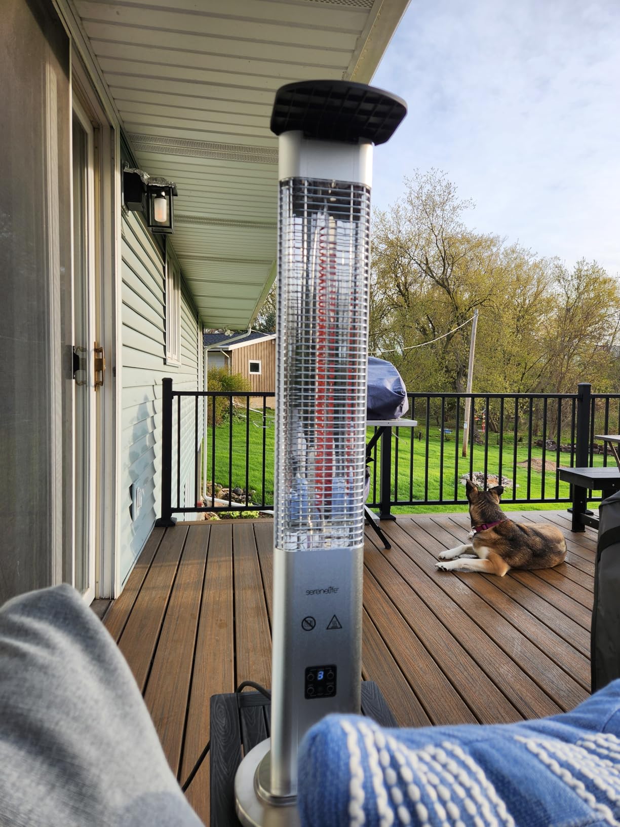 SereneLife Infrared Patio Heater, Electric Patio Heater with Remote Control, 1500W, Indoor/Outdoor Heaters for Patio, Restaurant, Backyard, Garage, Decks, Silver customer photo 1