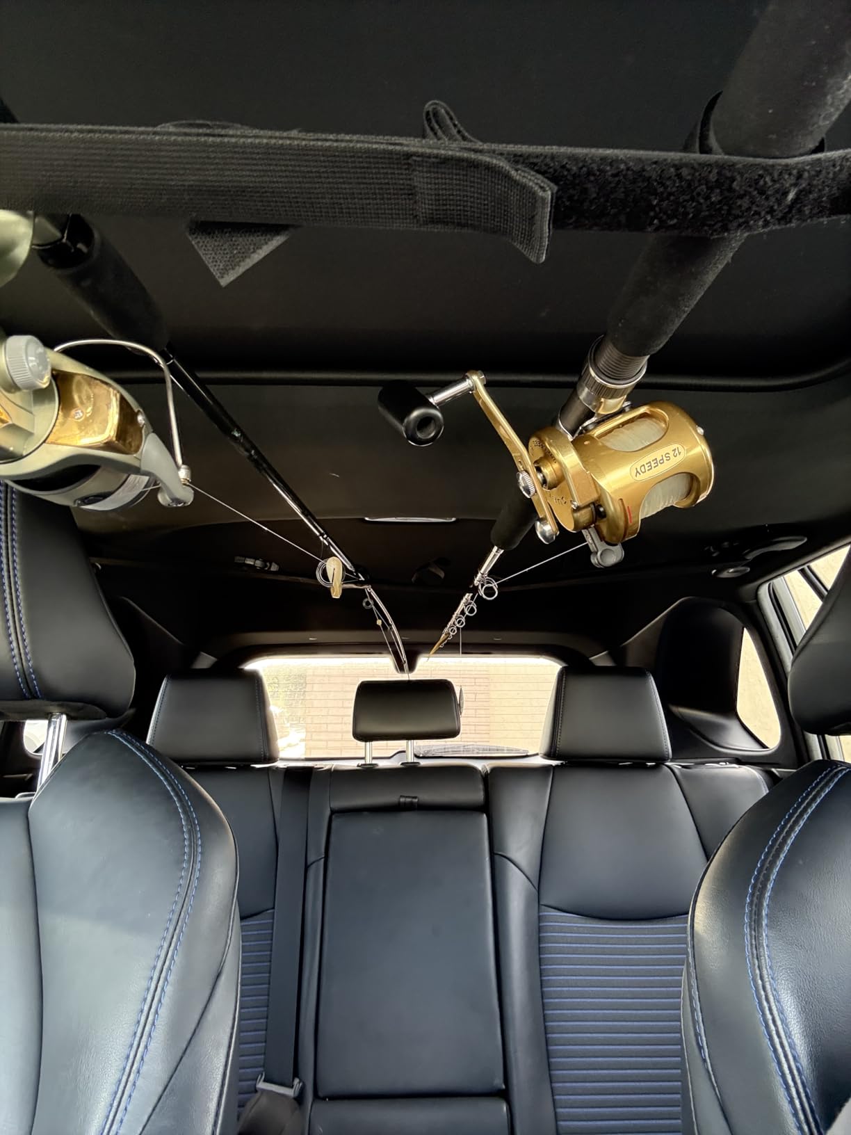 Roylvan 2 Pack Vehicle Fishing Rod Holder - Fishing Pole Car Rack 5 Rods Capacity, Adjustable 30 to 54 Inches Horizontal Roof Storage Carrier Belt for SUV, Truck and Van, Black customer photo 1
