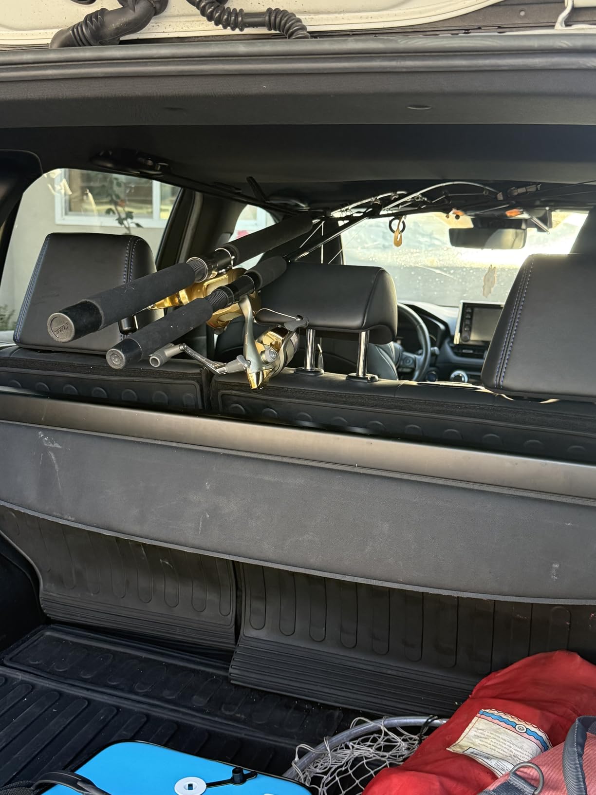 Roylvan 2 Pack Vehicle Fishing Rod Holder - Fishing Pole Car Rack 5 Rods Capacity, Adjustable 30 to 54 Inches Horizontal Roof Storage Carrier Belt for SUV, Truck and Van, Black customer photo 2