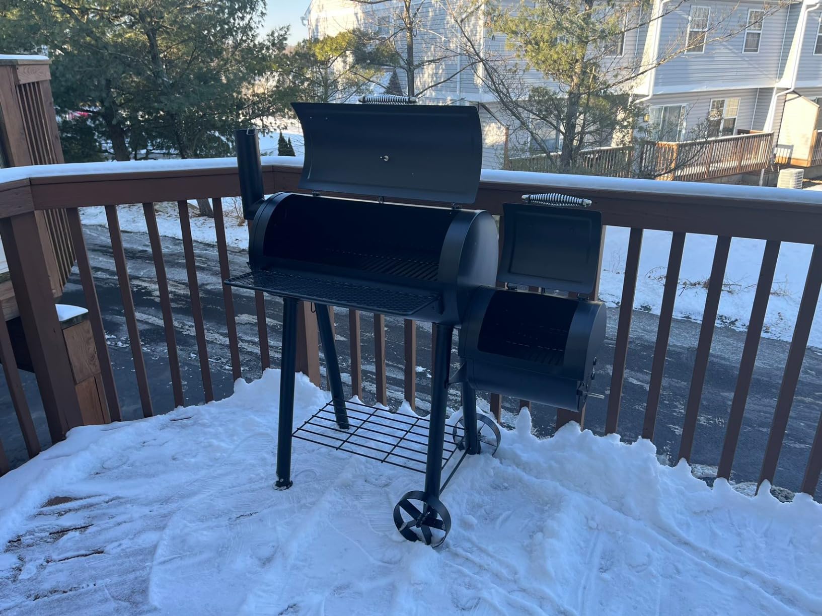 MFSTUDIO Heavy Duty Charcoal Wood Offset Outdoor Smoker Grill, Charcoal Grill with Smoker Combo for BBQ Grilling, 512 SQ.IN. customer photo 1