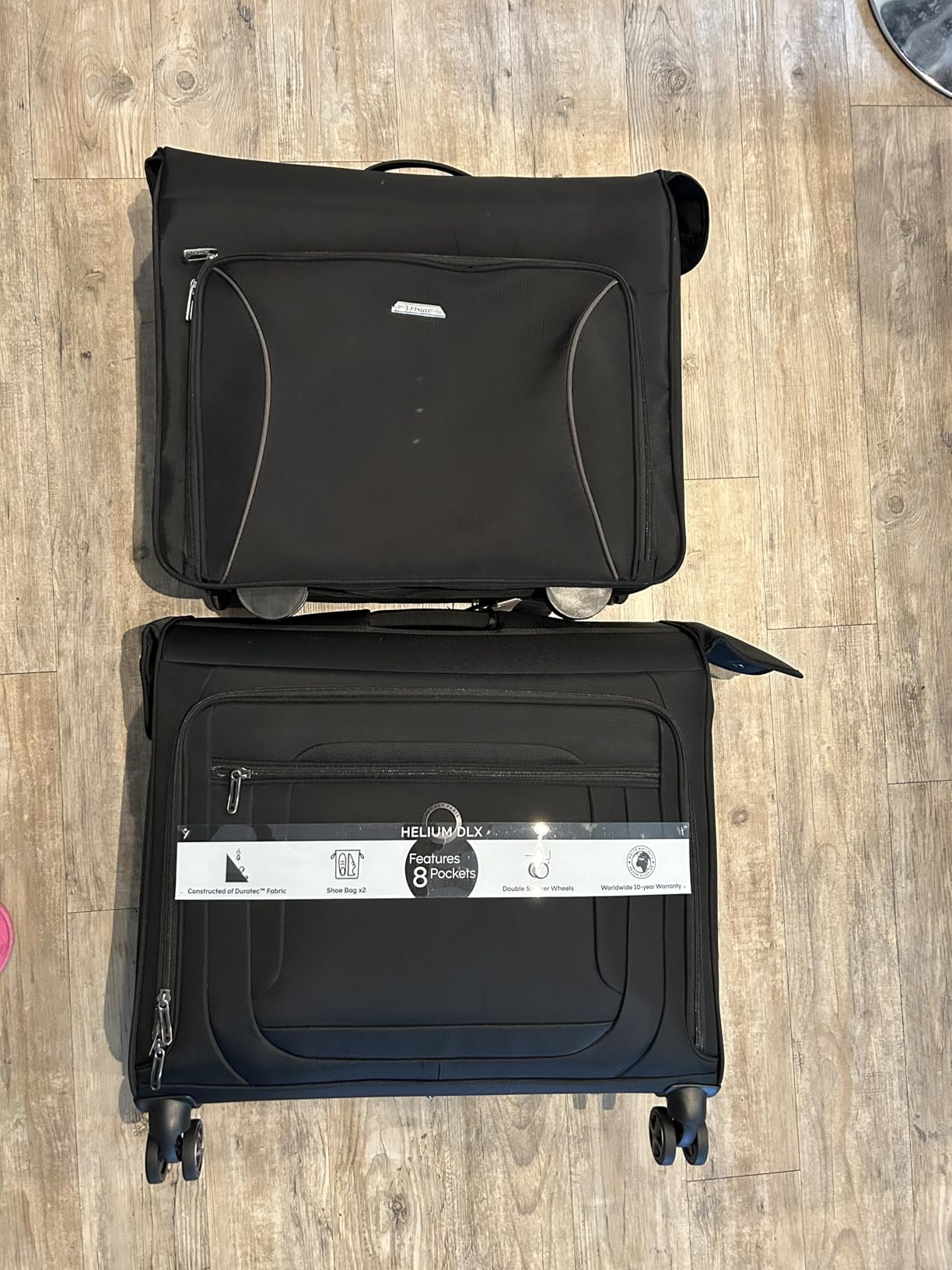 Helium DLX - Rolling Garment Bag with Spinner Wheel - Lightweight Travel Garment Bag - SECURITECH Zip - Suit and Dresses Rolling Travel Bag - Checked Size, Black customer photo 2