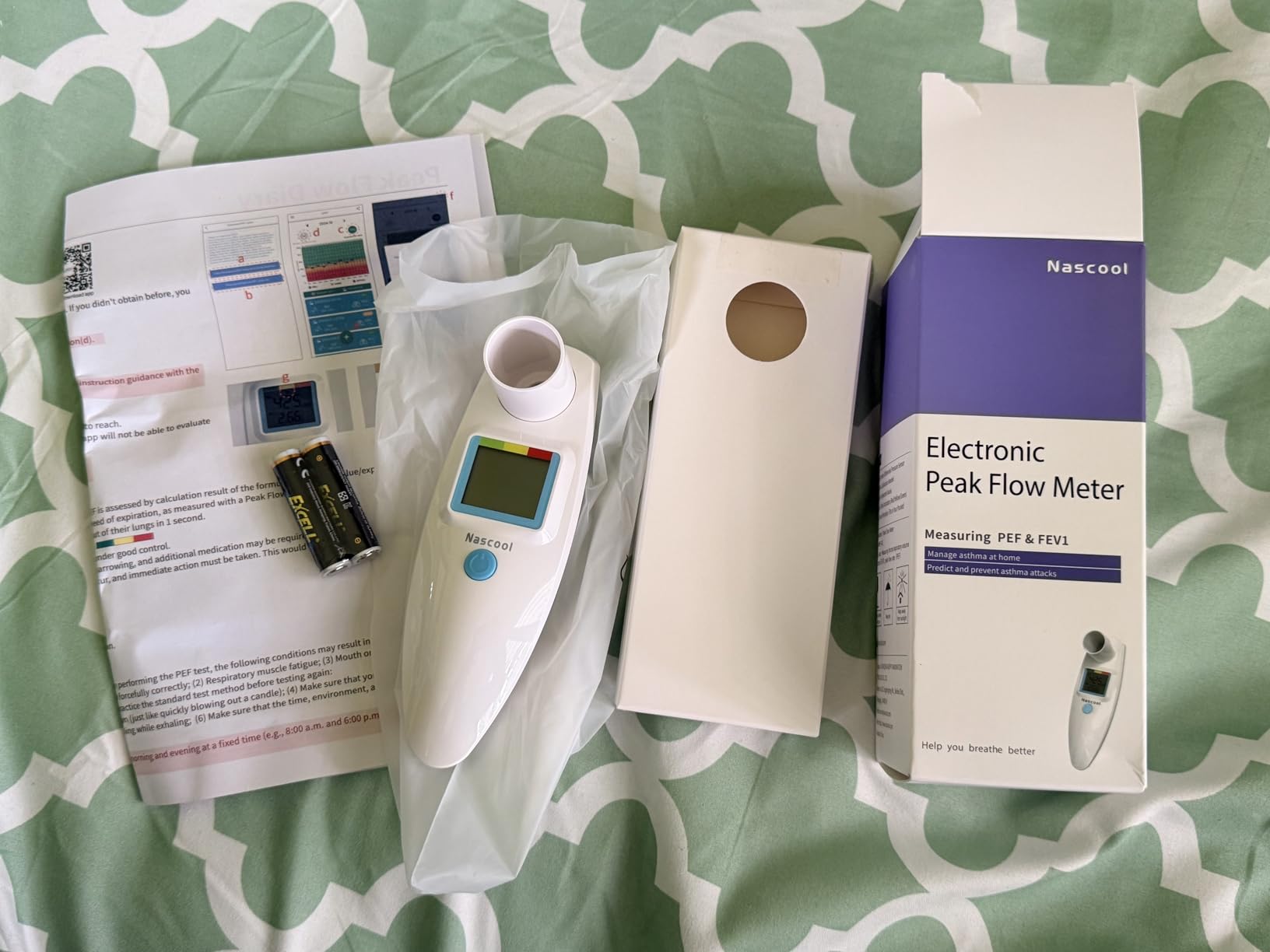 Nascool Peak Flow Meter for Adults & Kids | Home Medical, PEF & FEV1 Measurement, Risk Indicator, LCD Screen, Accurate & Reliable customer photo 1