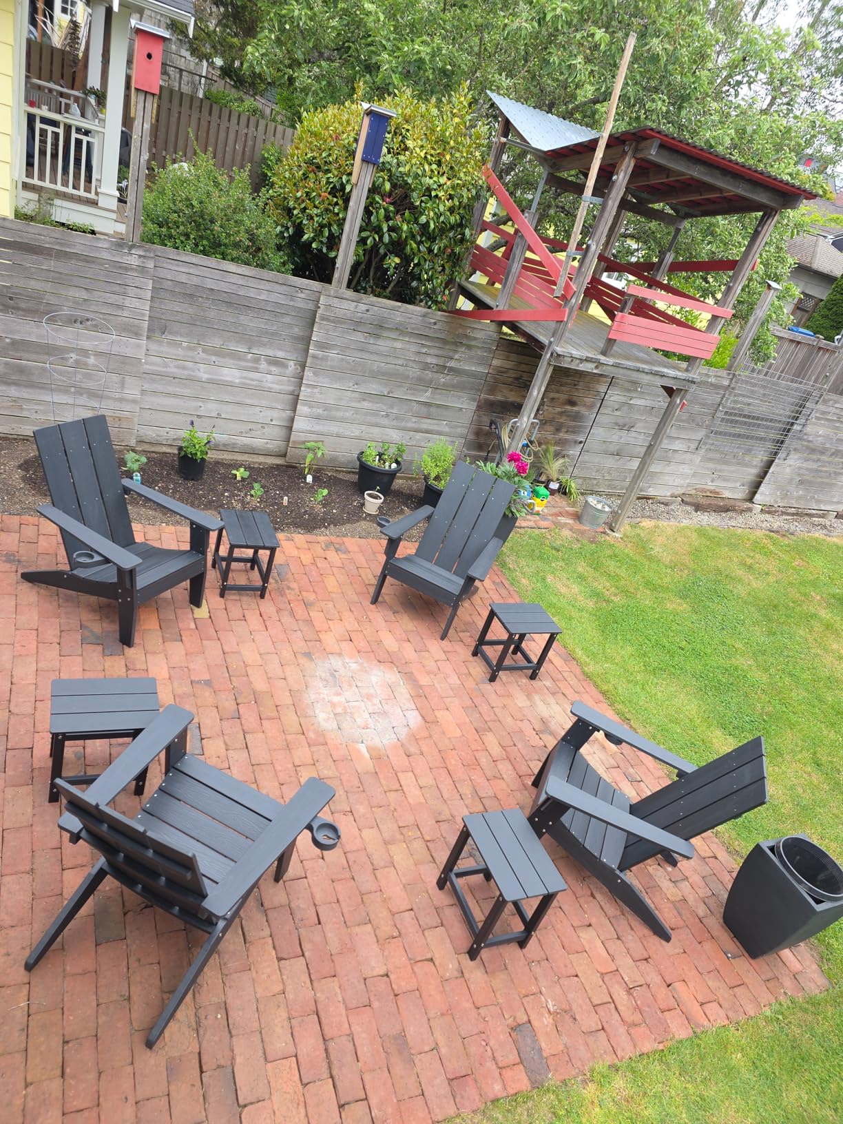 Adirondack Chairs Set of 4 Outdoor: 450lb Capacity&33in Tall Backrest Oversized Modern Adirondack Chairs - Comfortable All-Weather Fire Pit Chair - Easy Assembly True Wood Grain Lawn Chair customer photo 1