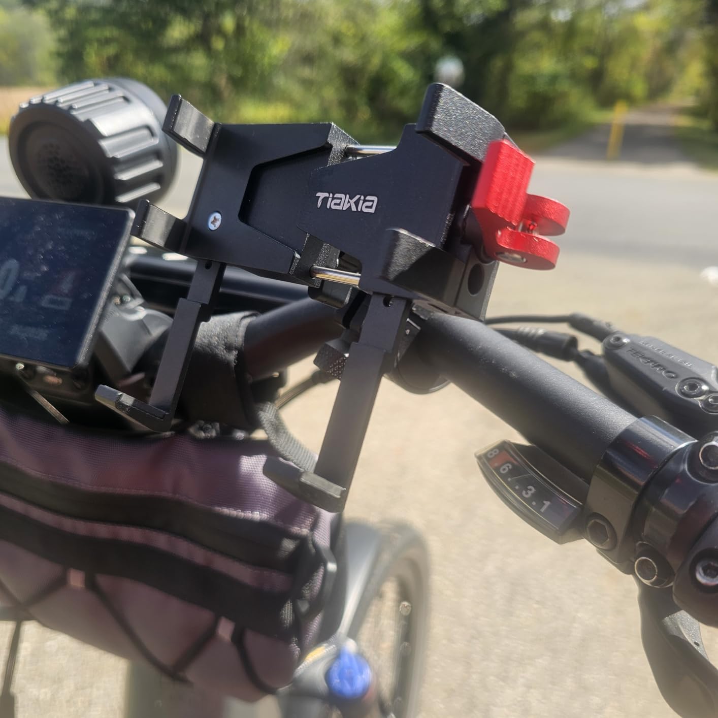 Tiakia Bike Phone Mount Holder, Aluminum Motorcycle Phone Mount, Handlebar Mounted Cell Phone Holder for Bike, 360 Degree Rotation, Universal Bicycle Phone Mount for 4.5-7 Inch Phones customer photo 1