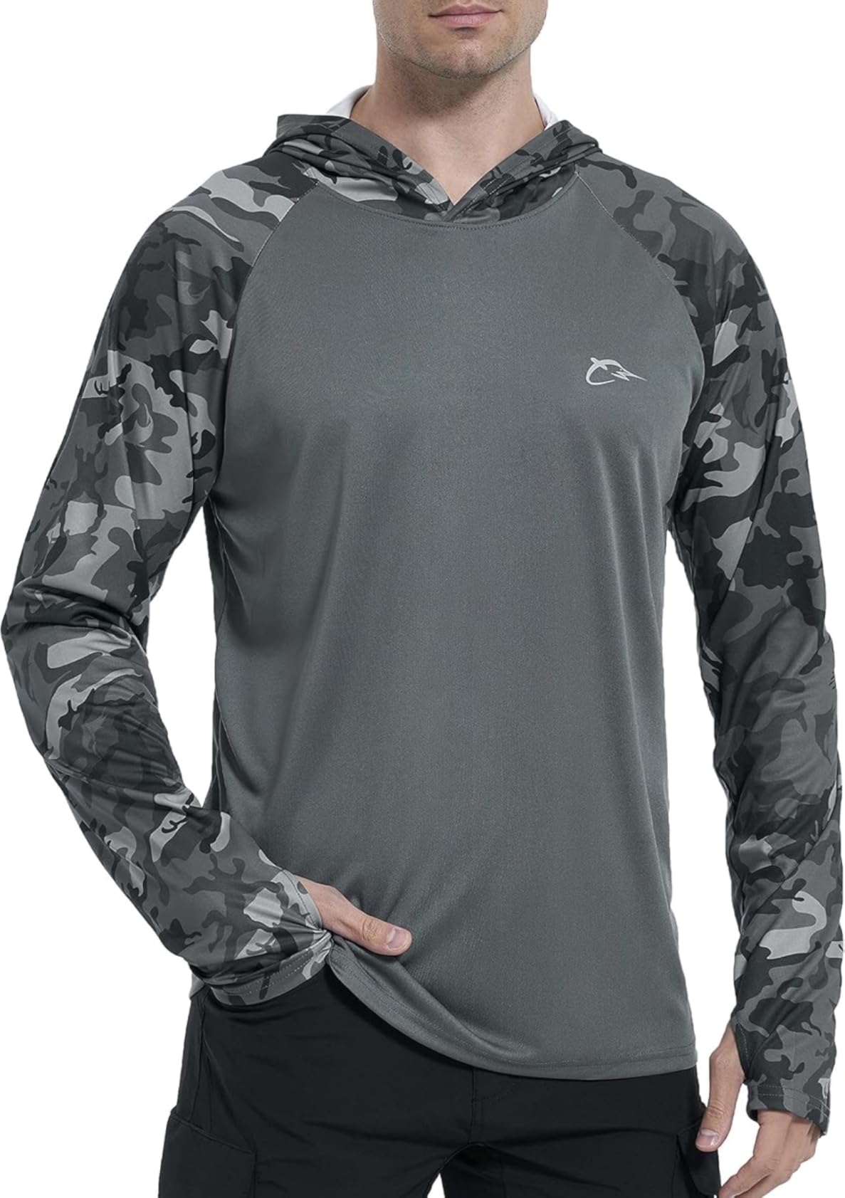 Men's Performance Fishing Hoodie Shirt with Thumbholes - UPF 50 Sun Protection Camo Long Sleeve Shirts Quick-Dry customer photo 1