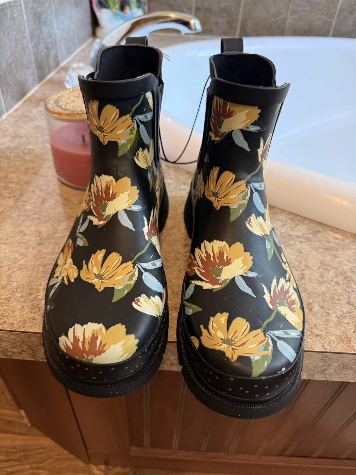 Western Chief Women's Waterproof Chelsea Ankle Rain Boot with Elastic Gore and Rubber Lug Outsole customer photo 2