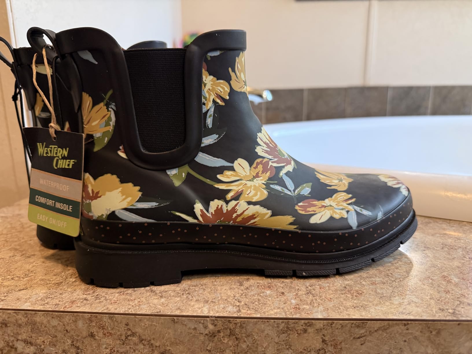 Western Chief Women's Waterproof Chelsea Ankle Rain Boot with Elastic Gore and Rubber Lug Outsole customer photo 1