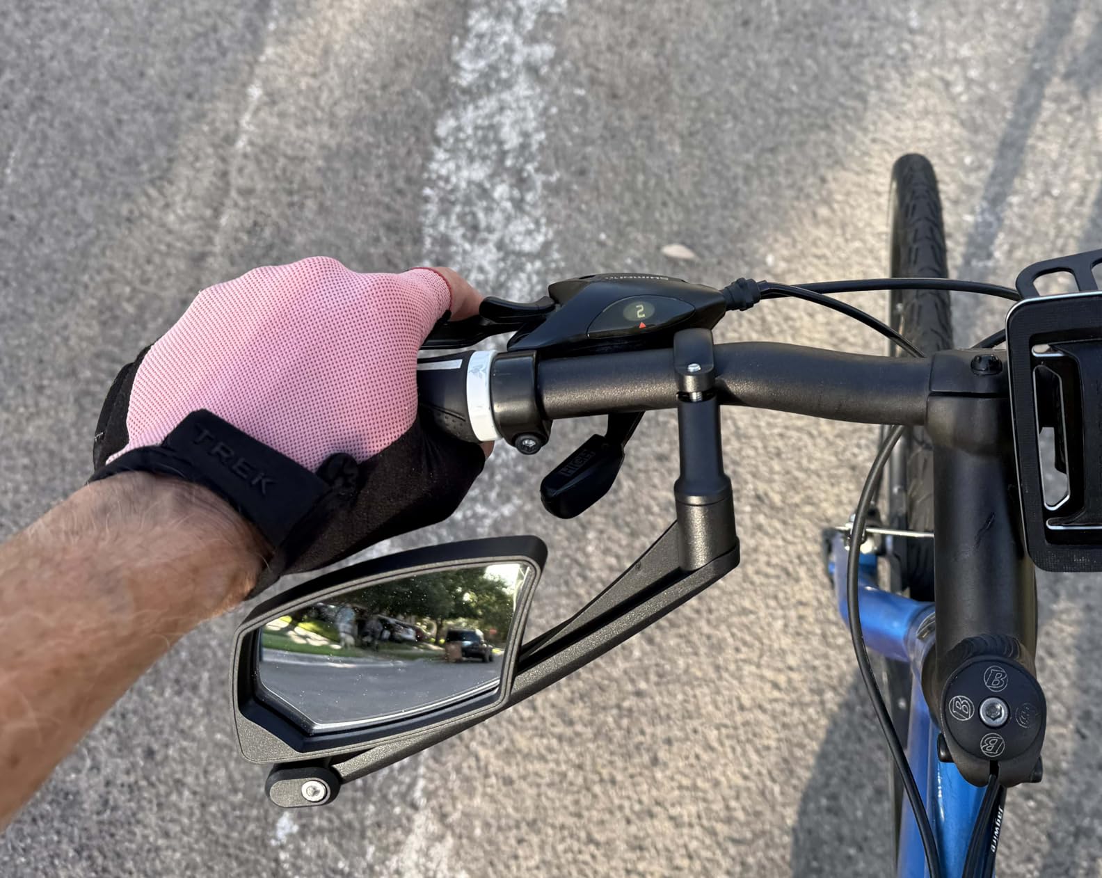 BriskMore Handlebar Bike Mirror - Crystal Clear HD Glass, 360 Degree Adjustable & Foldable Mirror for Safe Riding, Wide Angle Rearview for E-Bikes, Mountain Bikes & Scooters, Bicycle Mirror customer photo 1