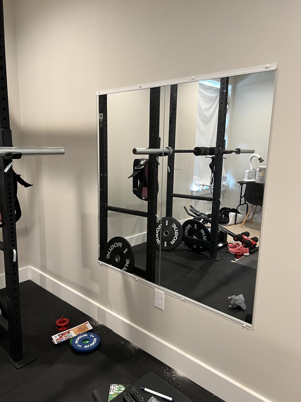 Delma Home Gym Mirror, 48''x24''x2PCS Silver, Large Full Body Tempered Glass Frameless, Wall-Mounted for Gym, Yoga, Garage, Bedroom, Bathroom customer photo 2