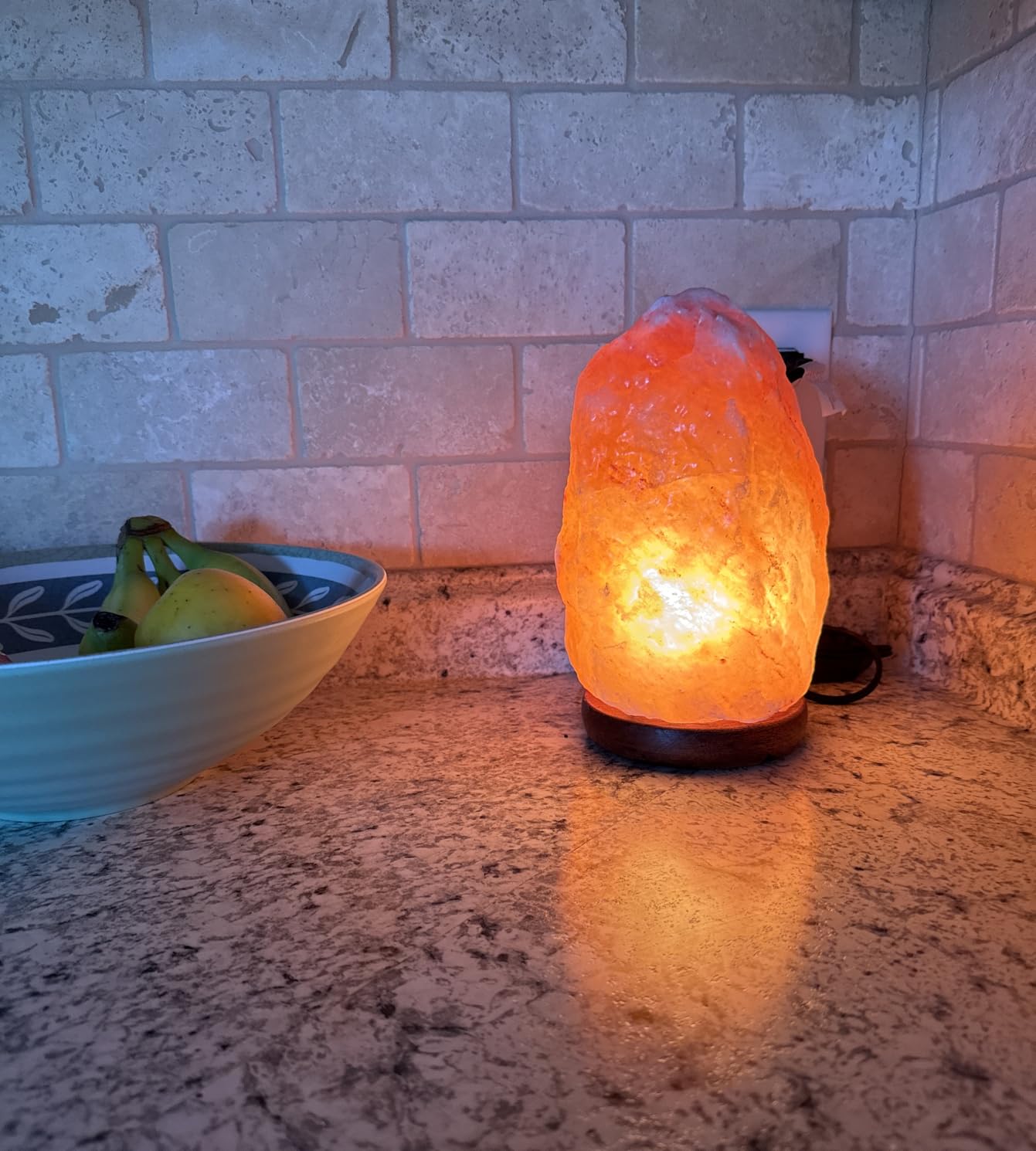 POHS 8-10 Inches (7-11 lb) 100% Authentic Himalayan Pink Salt Lamp - Handcrafted with Dimmable Switch, Wooden Base, and Bulb Replacement Included customer photo 1