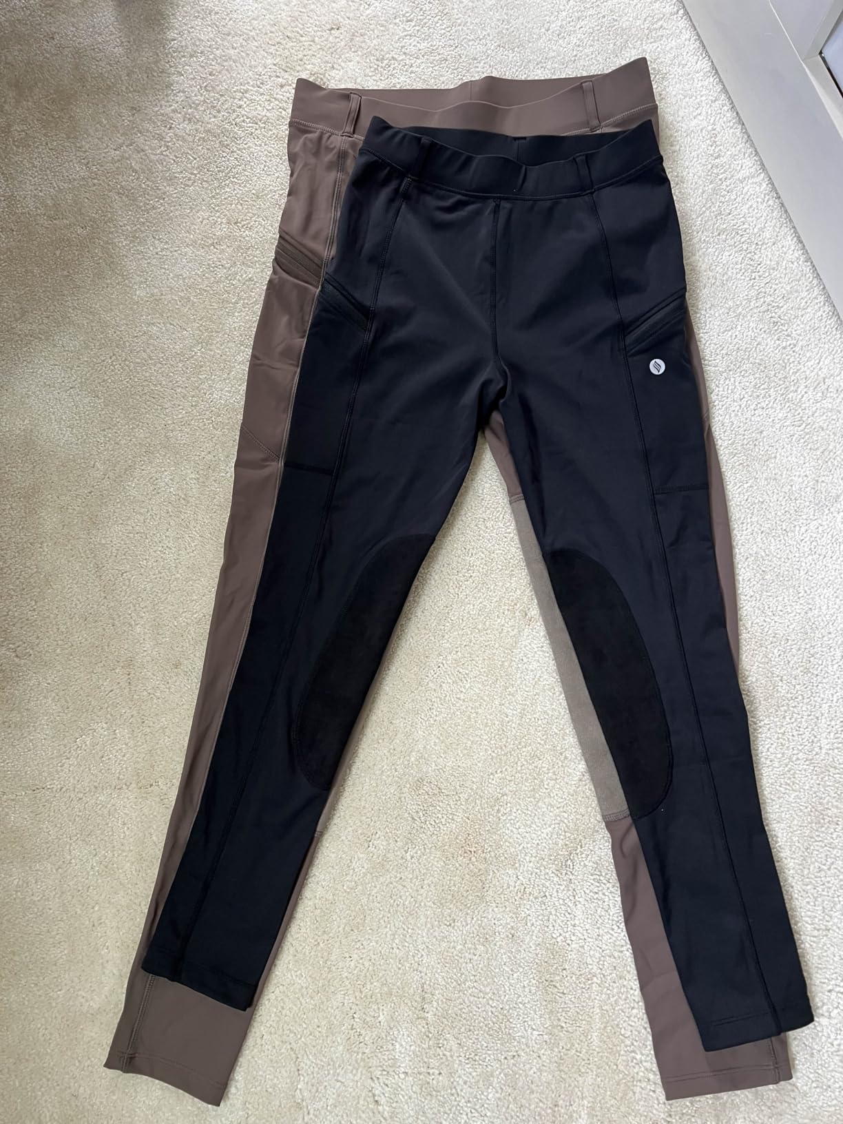 SANTINY Women's Horse Riding Pants with Zipper Pockets Knee-Patch Schooling Tights Equestrian Breeches for Women customer photo 2