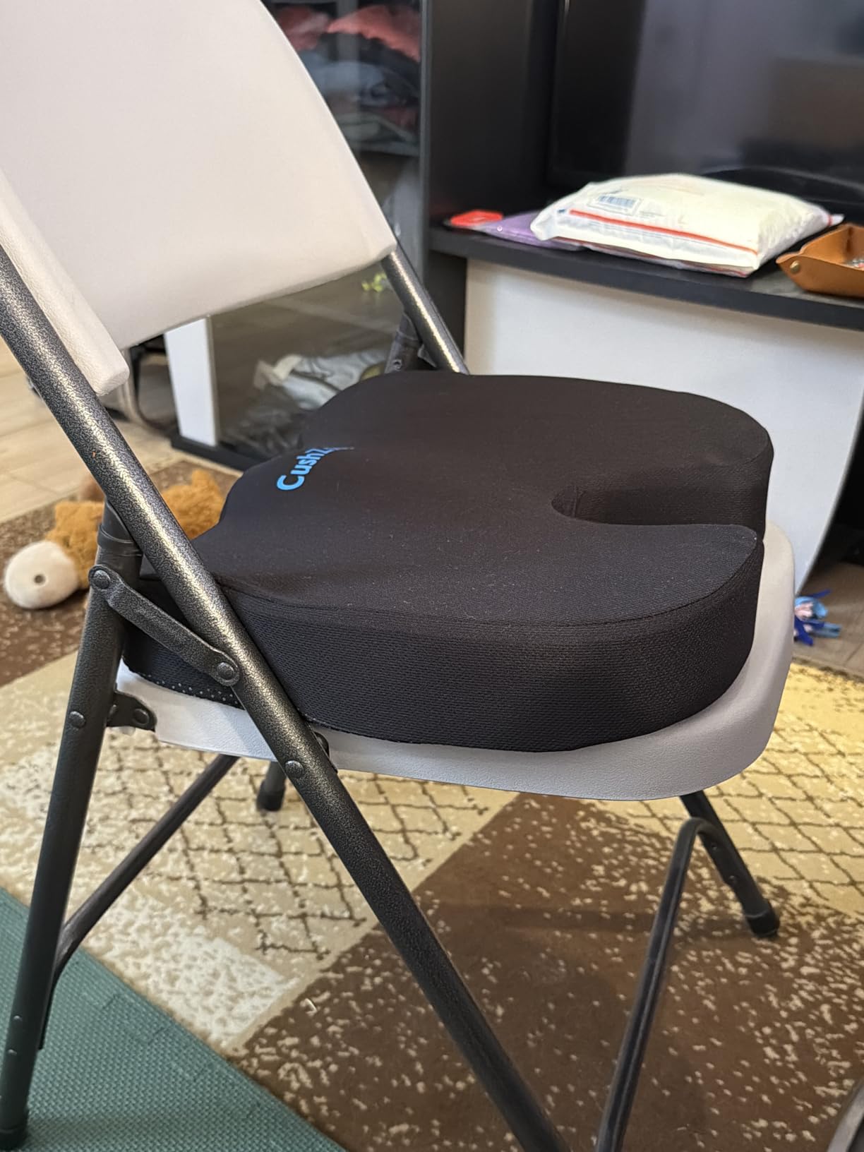 CushZone Seat Cushion - Memory Foam Office Chair Cushion for Sciatica, Tailbone & Back Pain Relief - Orthopedic Coccyx Pillow for Car, Airplane, Pregnancy & Long Sitting at Work, Black customer photo 2