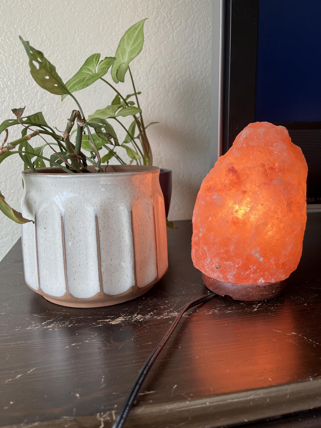 Himalayan Dimmable, Natural Himalayan Crystal Rock Salt Lamp Pink Light, Hand Crafted Wooden Base Direct from Foothills of The Himalayas Home Decor, Night Light & Gifts customer photo 1