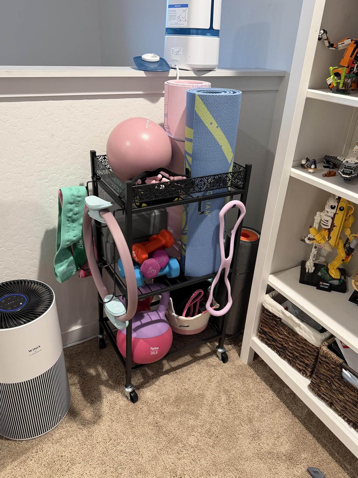Yoga Mat Storage Rack, Home Gym Storage Rack, VOPEAK Workout Storage for Yoga Mat, Foam Roller, Gym Organizer Gym Equipment Storage for Home Exercise and Fitness Gear customer photo 2