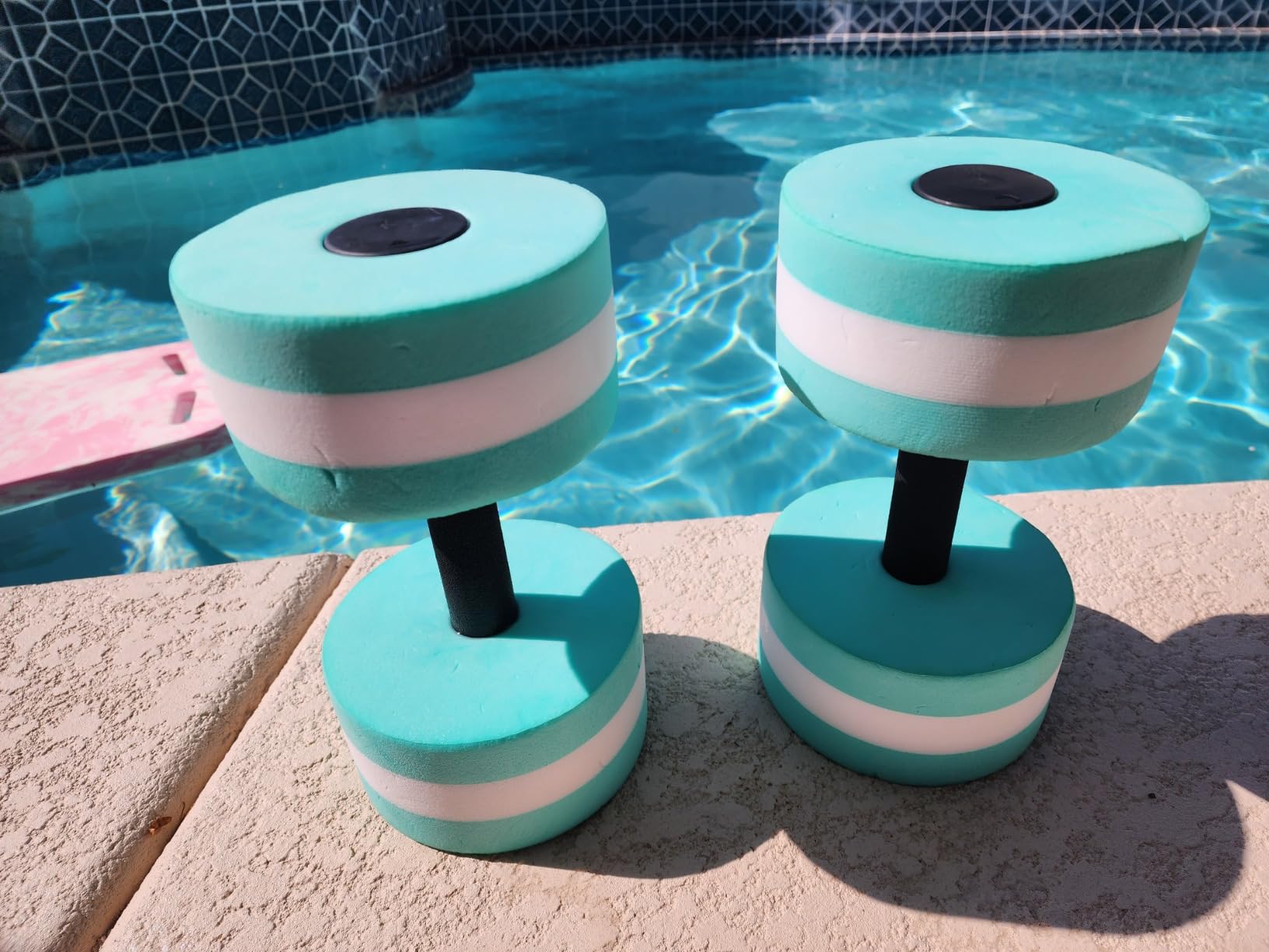 Timoo Aquatic Dumbells Set of 2 Water Dumbbells for Water Aerobics Water Weights for Pool Exercise Set High-Density EVA-Foam Pool Dumbbells, Cyan customer photo 1